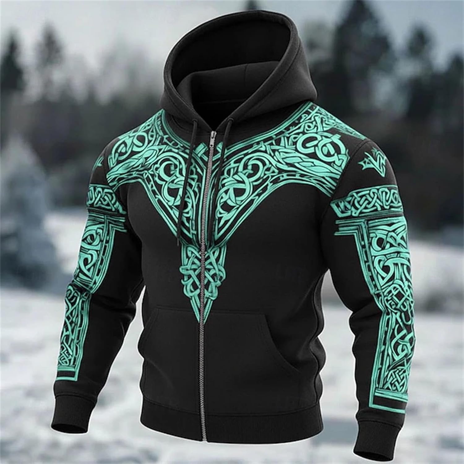 Men's Hooded Sweatshirt with Soft—Designed for Casual Outdoor Wear Functional Front Pocket and Adjustable