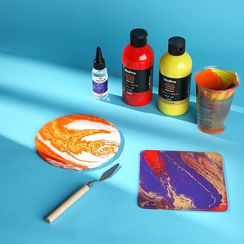 Miniatura 8 de Nicpro Kit de suministros de pintura acrílica de 14 colores, 8.45 onzas, gran volumen premezclado, juego a granel de pintura de alto flujo con