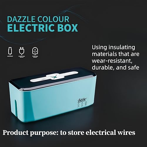 Miniatura 4 de Caja de gestión de cables premium de 11.5 x 4.5 x 4.5 pulgadas para tiras de alimentación, cargadores y adaptadores de cables de TV, organizador de