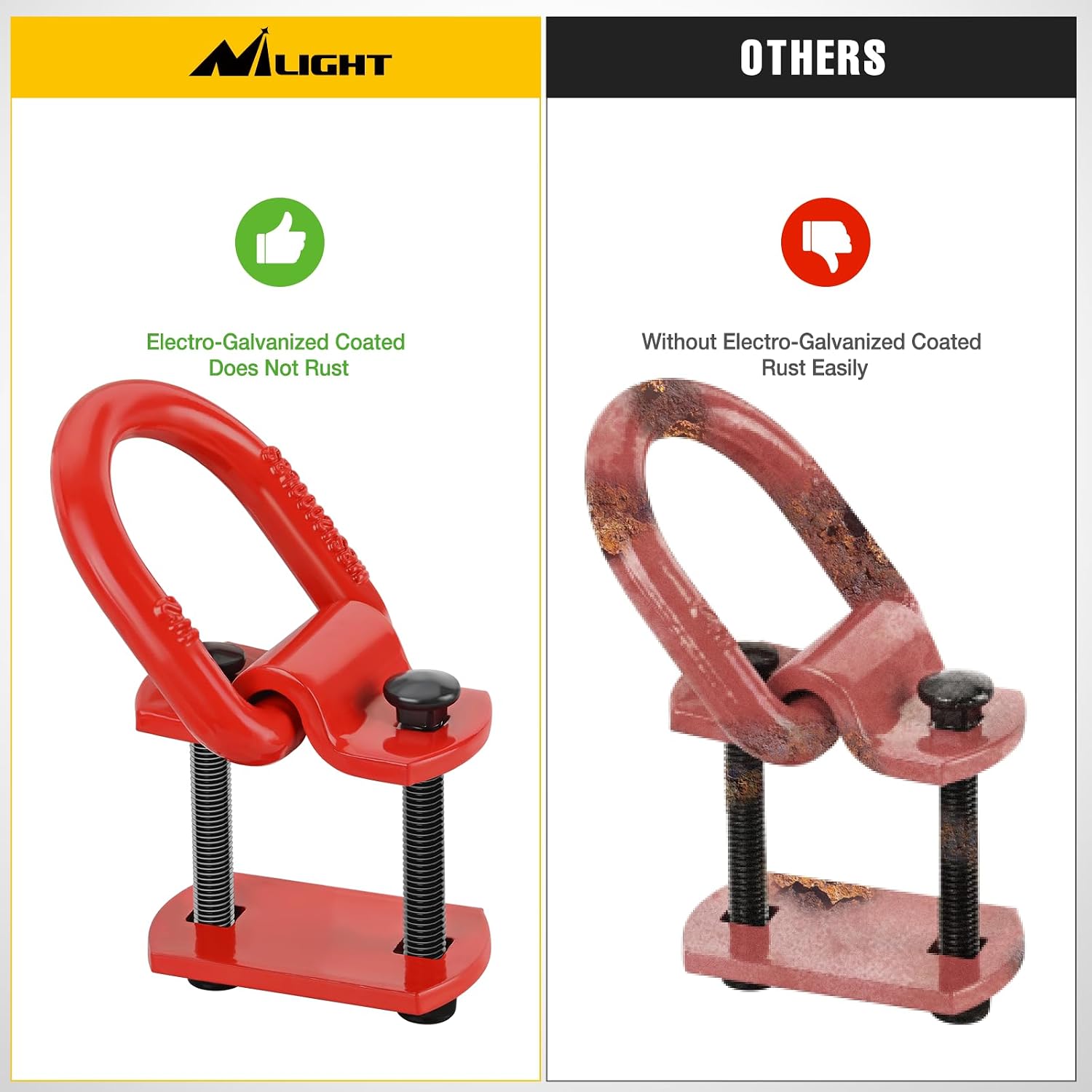Nilight 4 PCS D Ring Tie Down Anchor 1/2" Heavy Duty Rings with Screws Bolts on Trailer Truck Bed Cargo 12000 Lbs Break Strength Hook Red