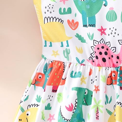Miniatura 5 de Popshion Vestidos de niña con mangas con vuelo, vestido de verano para niños, fiesta de cumpleaños, sin mangas, vestido de 1 a 8 años