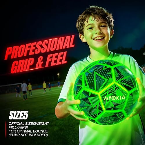 Miniatura 7 de Balón de fútbol de tamaño 5 con luz RGB recargable que brilla en la oscuridad para niños y adolescentes de 3 a 15 años, juegos nocturnos para