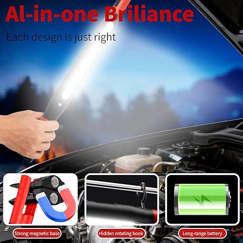 Miniatura 5 de Luz de trabajo magnética mejorada, barra de luz LED recargable para el trabajo, debajo del capó, barra de accesorios de luz para el hogar, luz