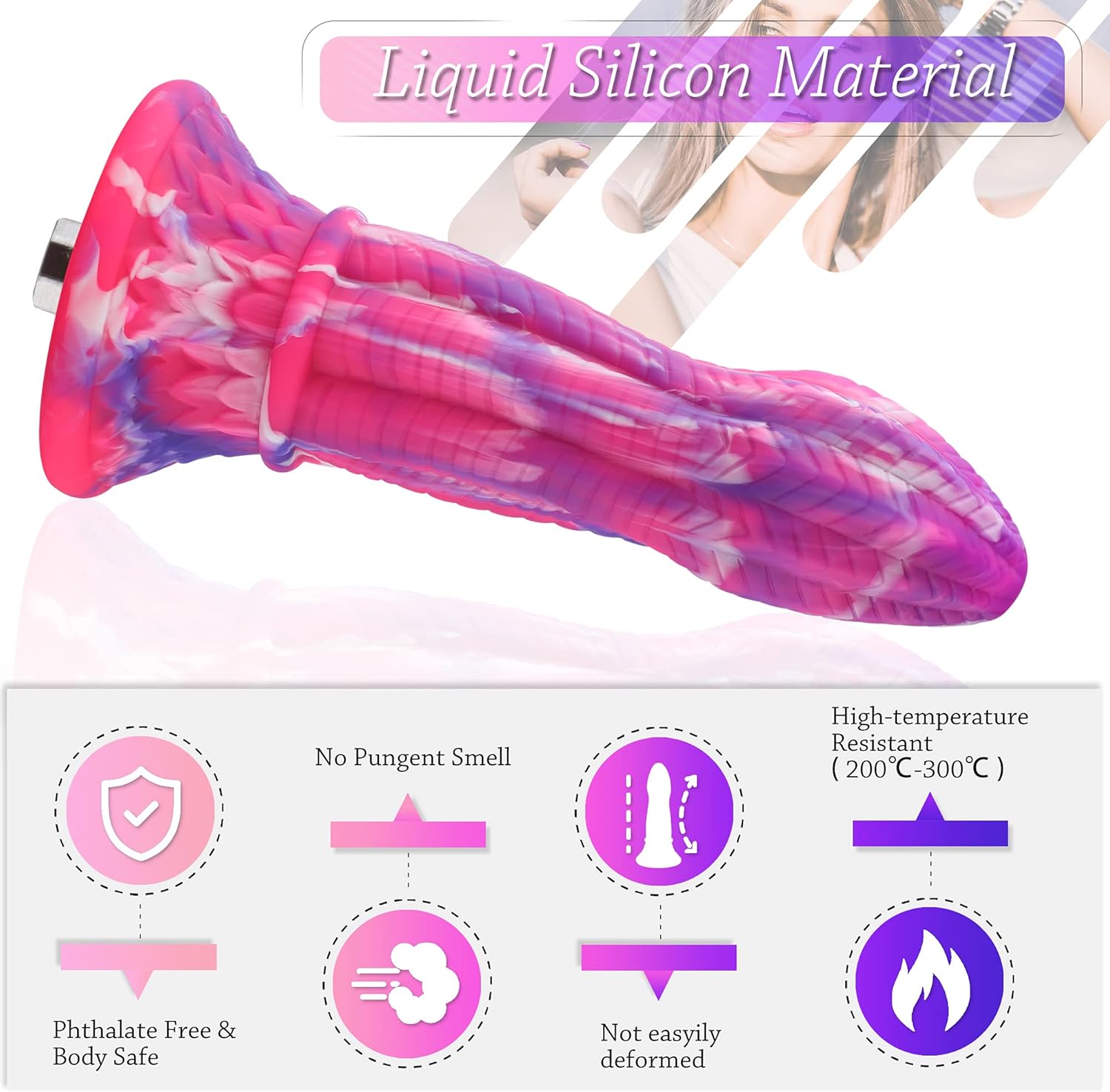 Hismith 10.30" Silicone Monster Dildo with KlicLok System for Premium Sex Machine, 7.83" Insertable Length, Max Circumference 7.87", Adult Sex Toy