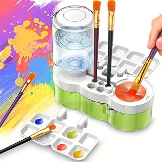 BoAn 2025 Upgraded Paint Brush Cleaner Tool – All-in-One Paint Brush Washer, Rinse Cup, Holder, and Palette for Artists Beginners | Ideal Art Supplies for Watercolor & Acrylic Painting(Green)