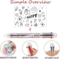 Vista 3 de Bolígrafos multicolores: paquete de 6 bolígrafos divertidos de arcoíris, premios para niños, bolsas de regalo, regalos de Navidad y fiesta