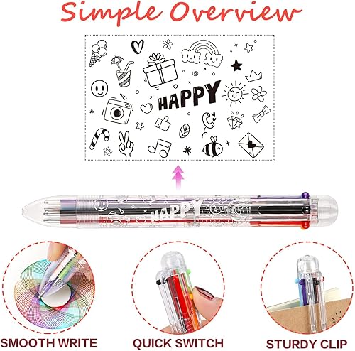 Miniatura 3 de Bolígrafos multicolores paquete de 6 bolígrafos divertidos de arcoíris, premios para niños, bolsas de regalo, regalos de Navidad y fiesta de