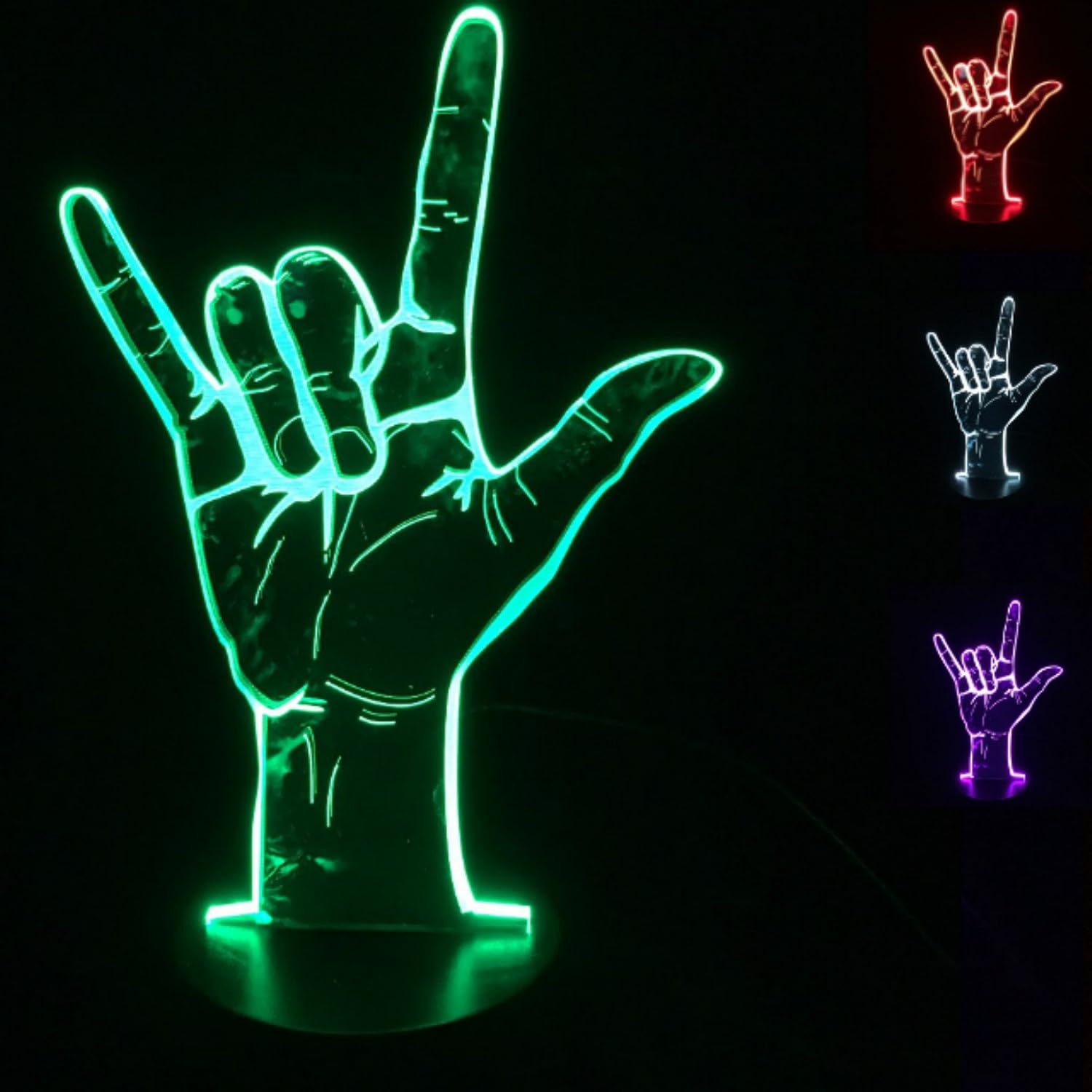 3D I Love You Sign Night Light Lamp Illusion Night Light 7 Color Changing Touch Switch Table Desk Decoration Lamps Gift with USB Cable Toy
