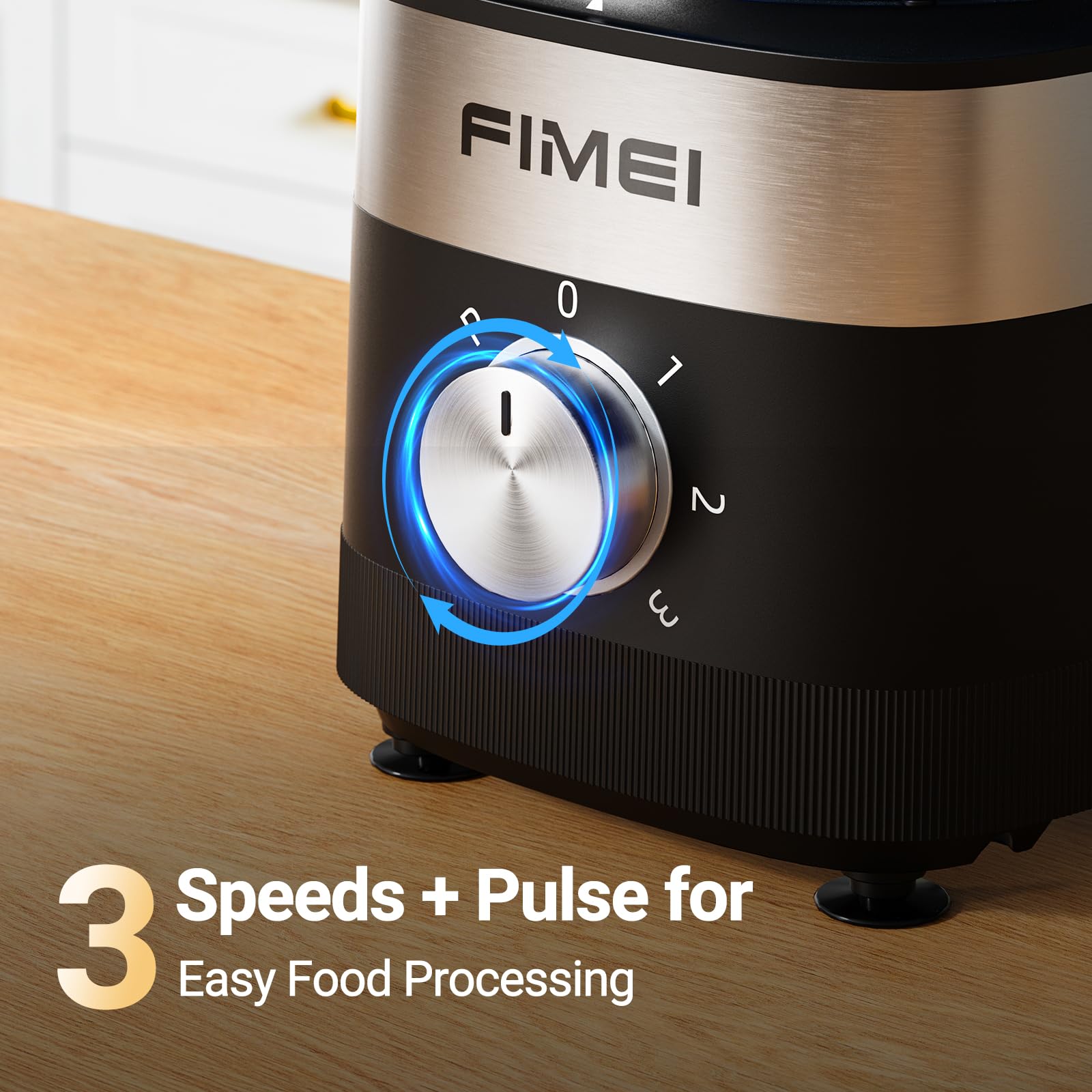 FIMEI Robot kuchenny 800 W, 3 prędkości i funkcja pulsu, rozdrabniacz 1,5 l, ugniatarka do ciasta, tarka, krajalnica dwustronna, tarcza emulgująca, podwójna blokada, kompaktowy i nie zajmuje dużo