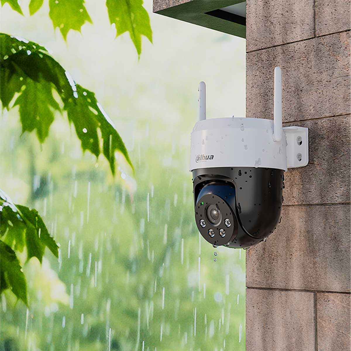 Dahua Picoo A2 - Telecamera di sicurezza WiFi da 5 MP con rilevamento di persone e veicoli, sirena, luci di allarme rosso-blu, monitoraggio intelligente, Wi-Fi 6, visione notturna, rilevamento di