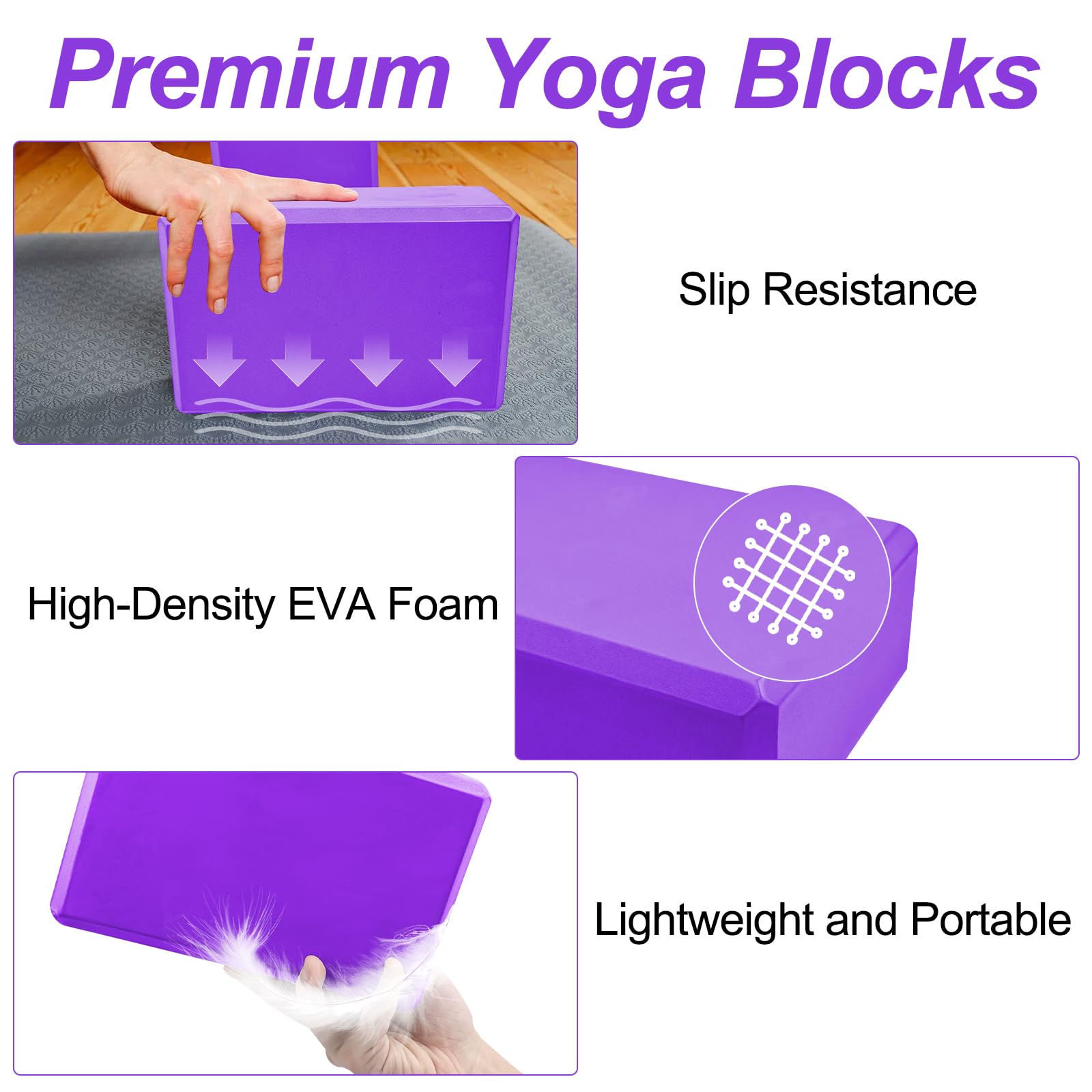 Lixiluxia 23×15×7.6cm Lot de 2 Brique Yoga, Bloc Yoga, Blocs de en Mousse EVA Haute Densité pour Améliorer l'équilibre et la Flexibilité pour le Pilates, Méditation