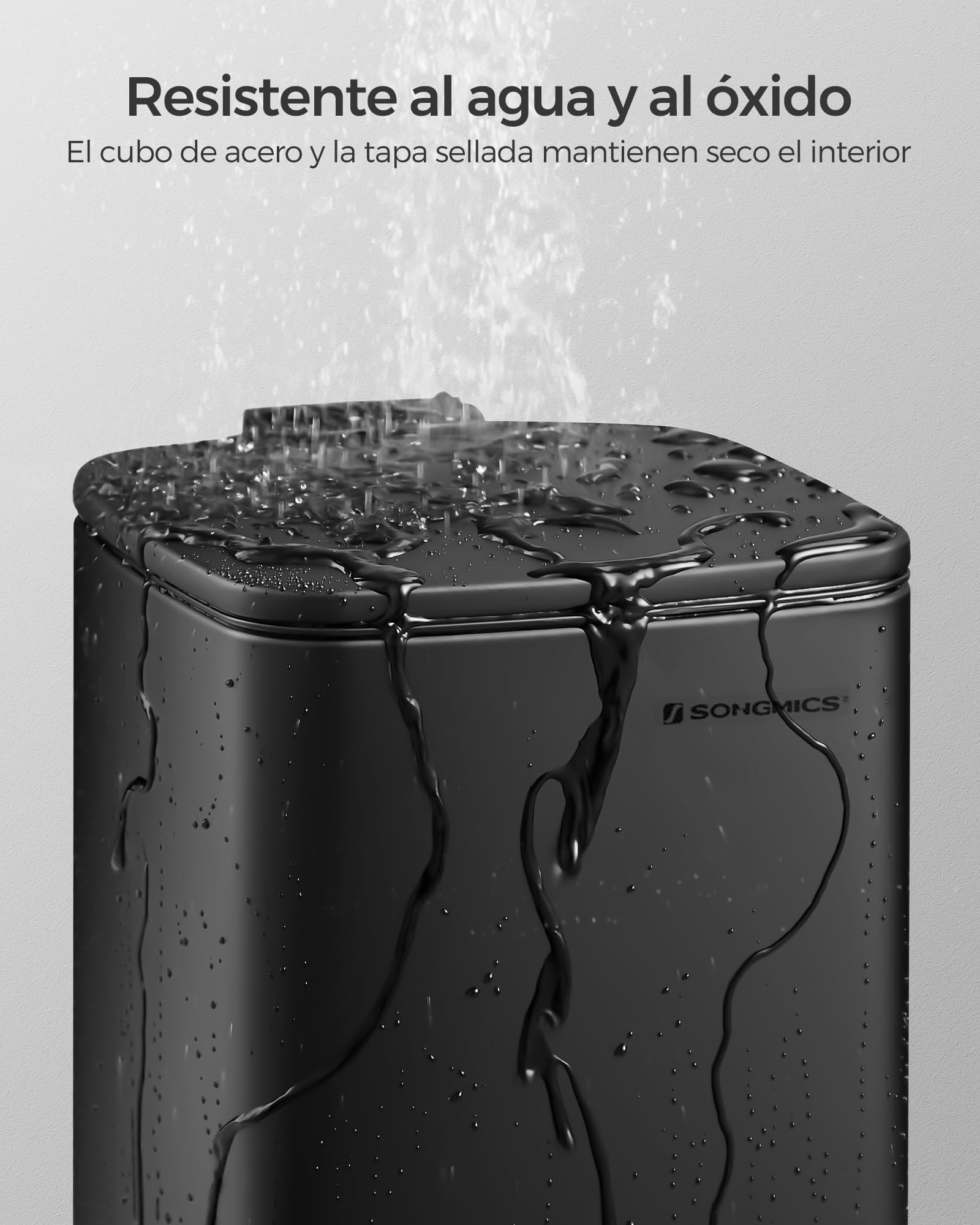 SONGMICS Cubo de Basura de Baño, 6 L Cubo Basura Compacta, con Pedal, para Espacios Pequeños, con Tapa de Cierre Suave, Acero, Negro LTB590B0602