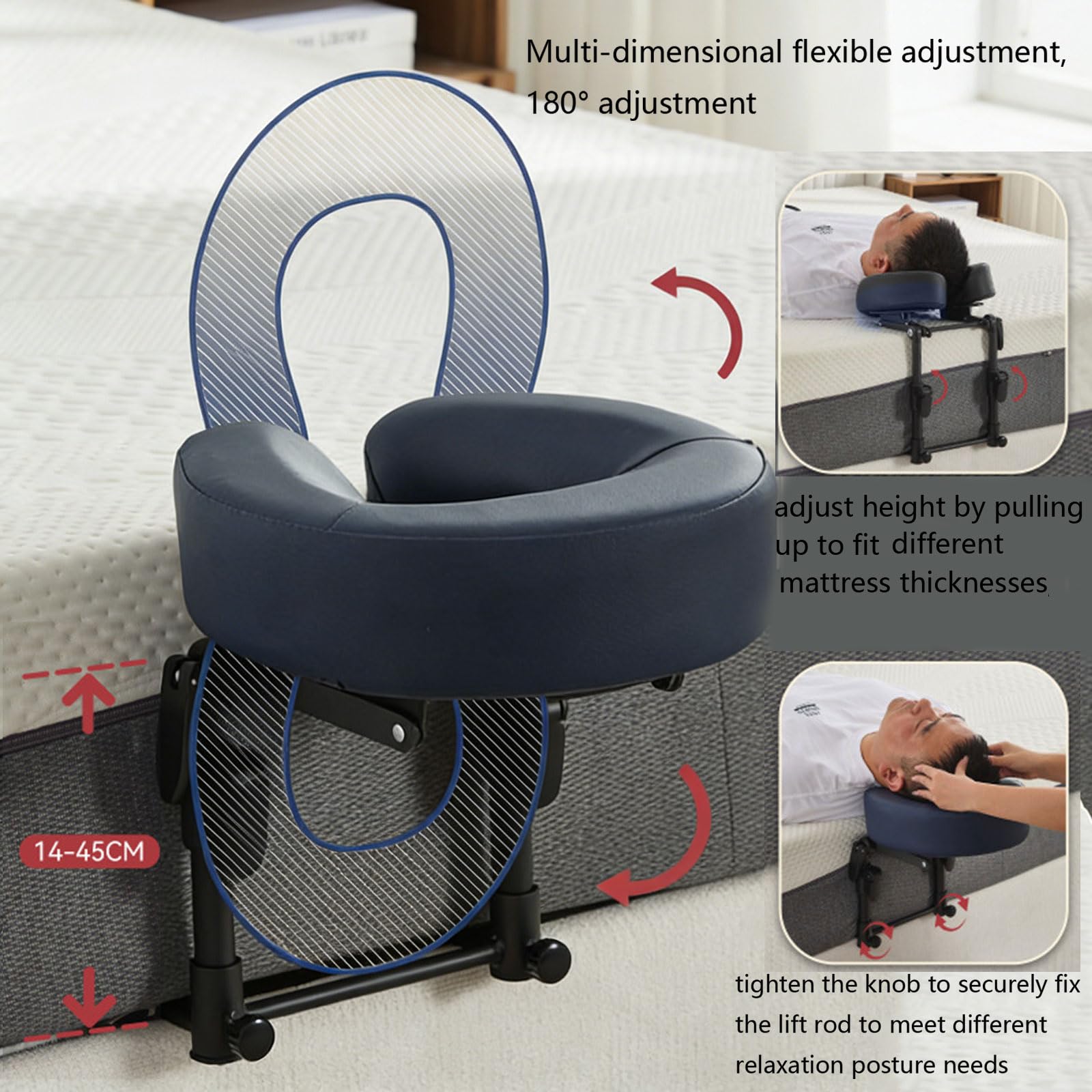 Ergonomischer Massage-Kopfstützenrahmen, 180 Grad faltbar, für den Heimgebrauch, verstellbarer faltbarer Kopf mit Memory-Schaum-Tragetasche für Bettmassage