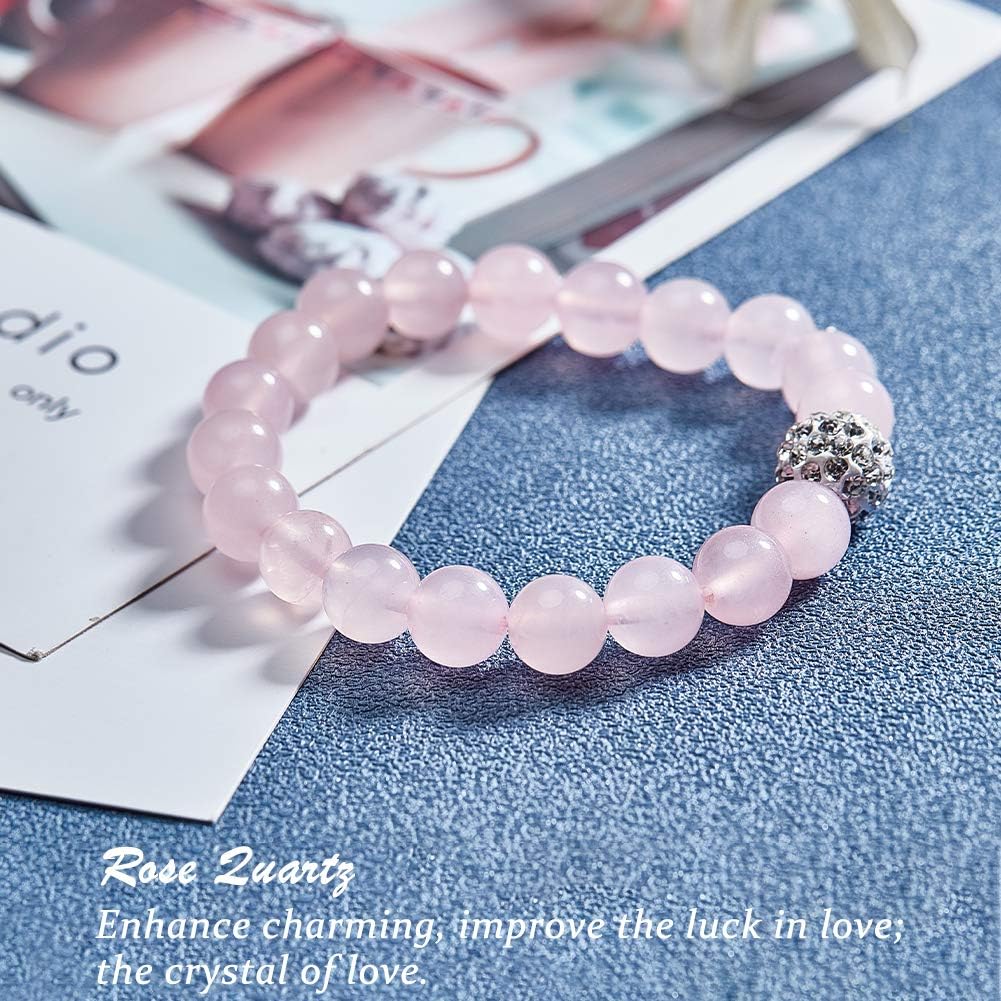 OLYCRAFT 88~96pcs 8mm Natural Rose Quartz Beads Natural Pink Crystal Bead Strands Round Loose Gemstone Beads Energy Stone for Bracelet Necklace Jewelry Making - Image 5