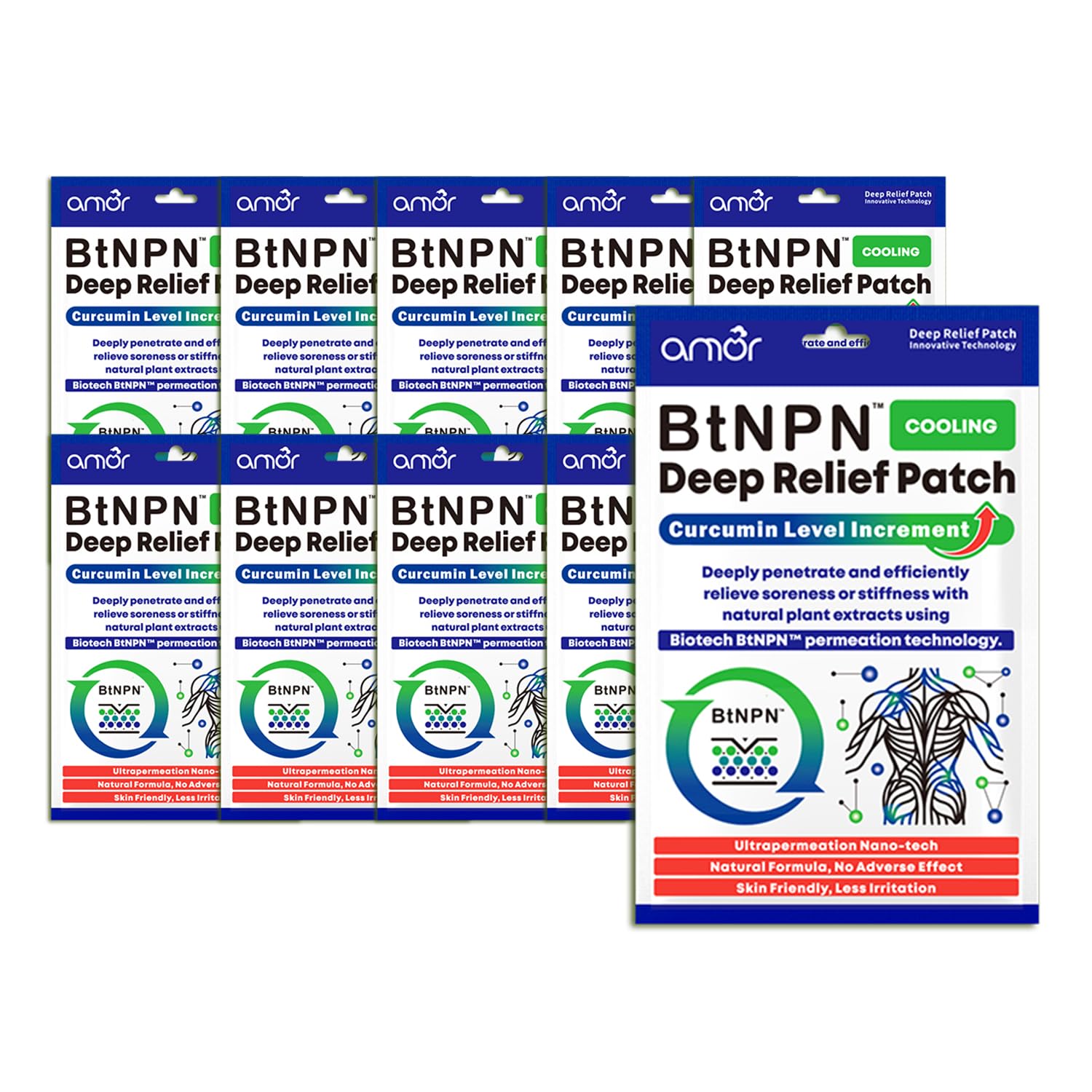 Amor Turmeric & Curcumin Topical Relief Patch – Natural Botanical Formula for Daily Comfort, Post-Workout Recovery, Muscle Soreness. BtNPN Tech | 5.1