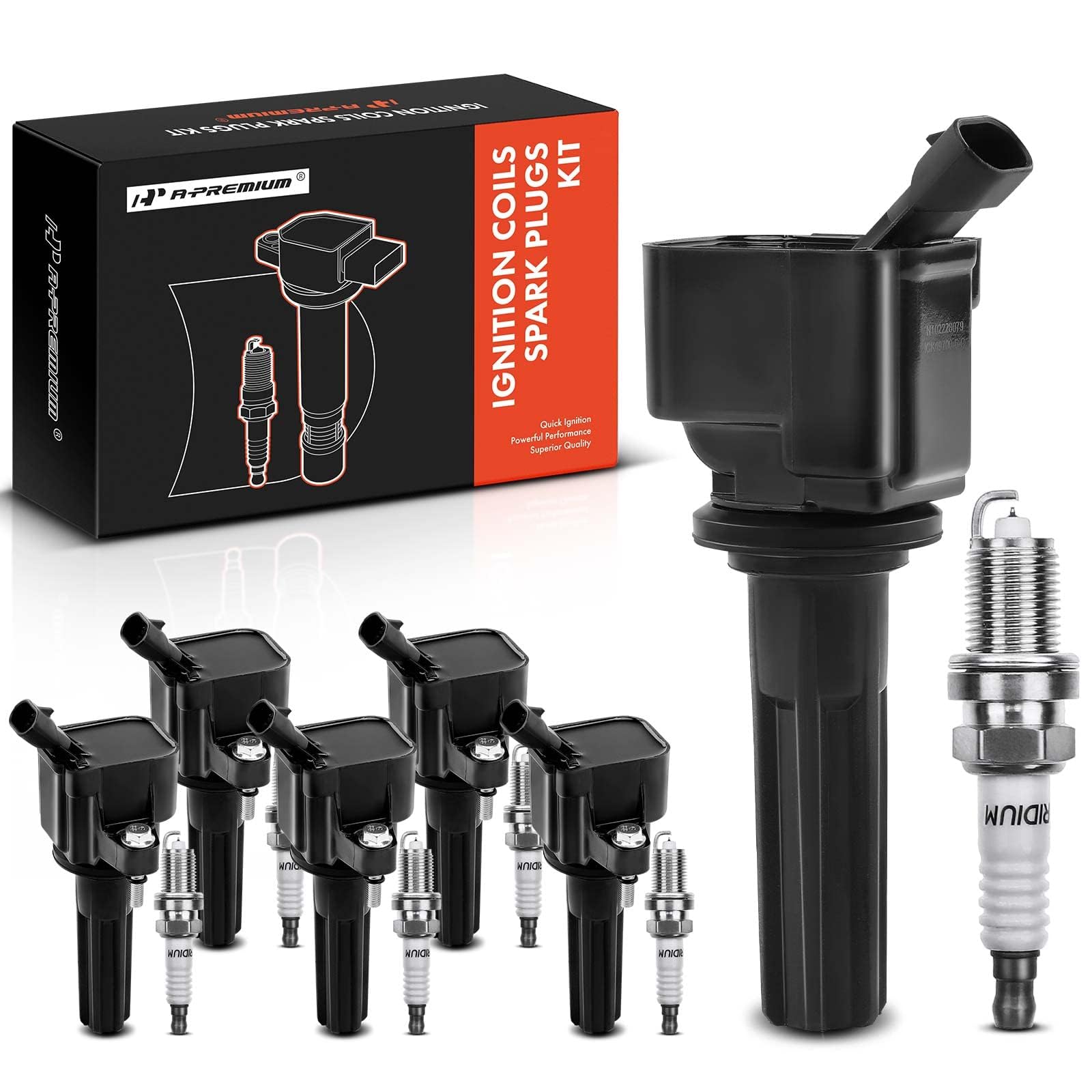A-Premium Ignition Coils and Spark Plugs Kits Compatible with Chevrolet Trailblazer 2006-2009, Trailblazer EXT 2006 & Buick Rainier 2006-2007 & Isuzu Ascender 2006-2007 & Saab 9-7x 2006-2009 6-PC Set