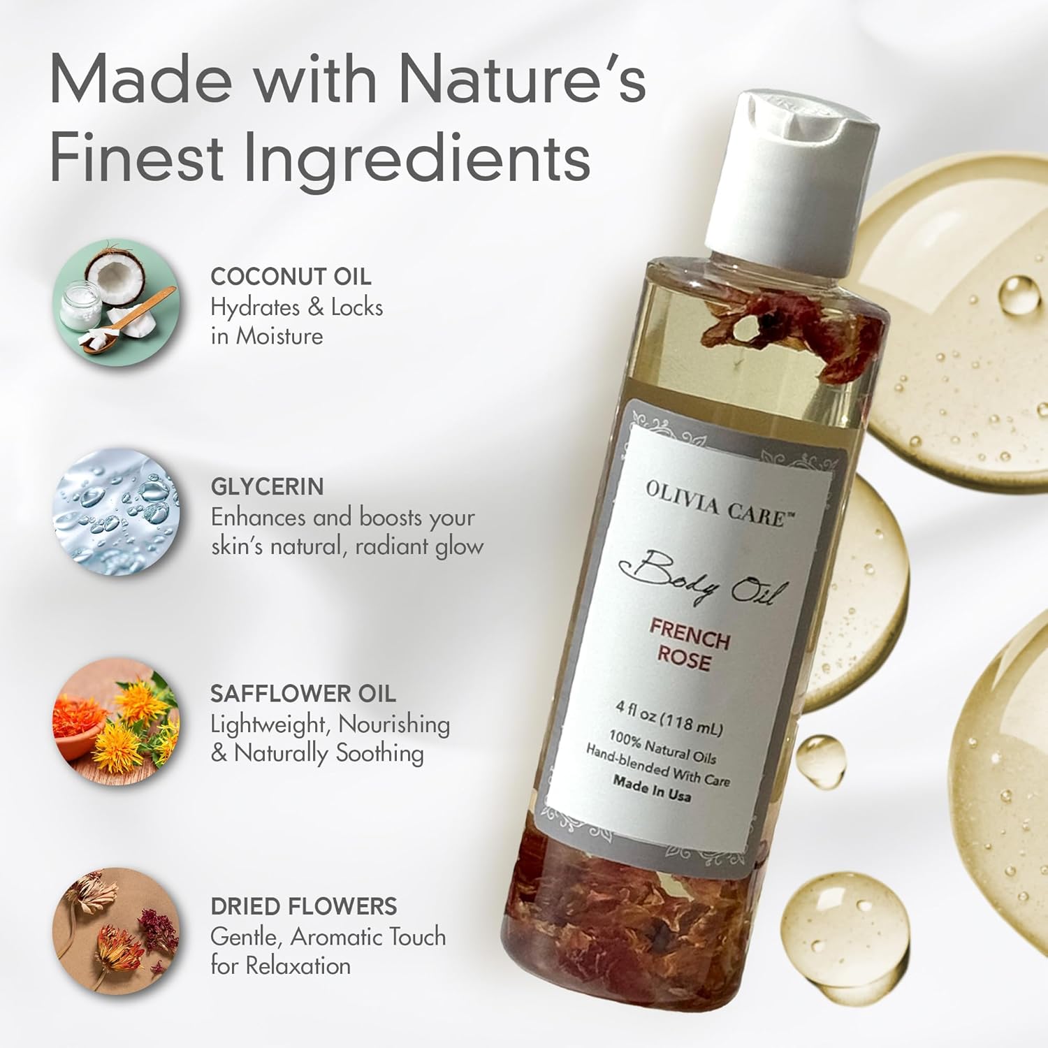 Olivia Care Body Oil - Natural Perfume Oil For Women | Hydrating & Moisturizing After Bath Oil - Infused with VITAMIN E, K & Omega Fatty Acids - Reduce Dry Skin (French Rose) - Image 5