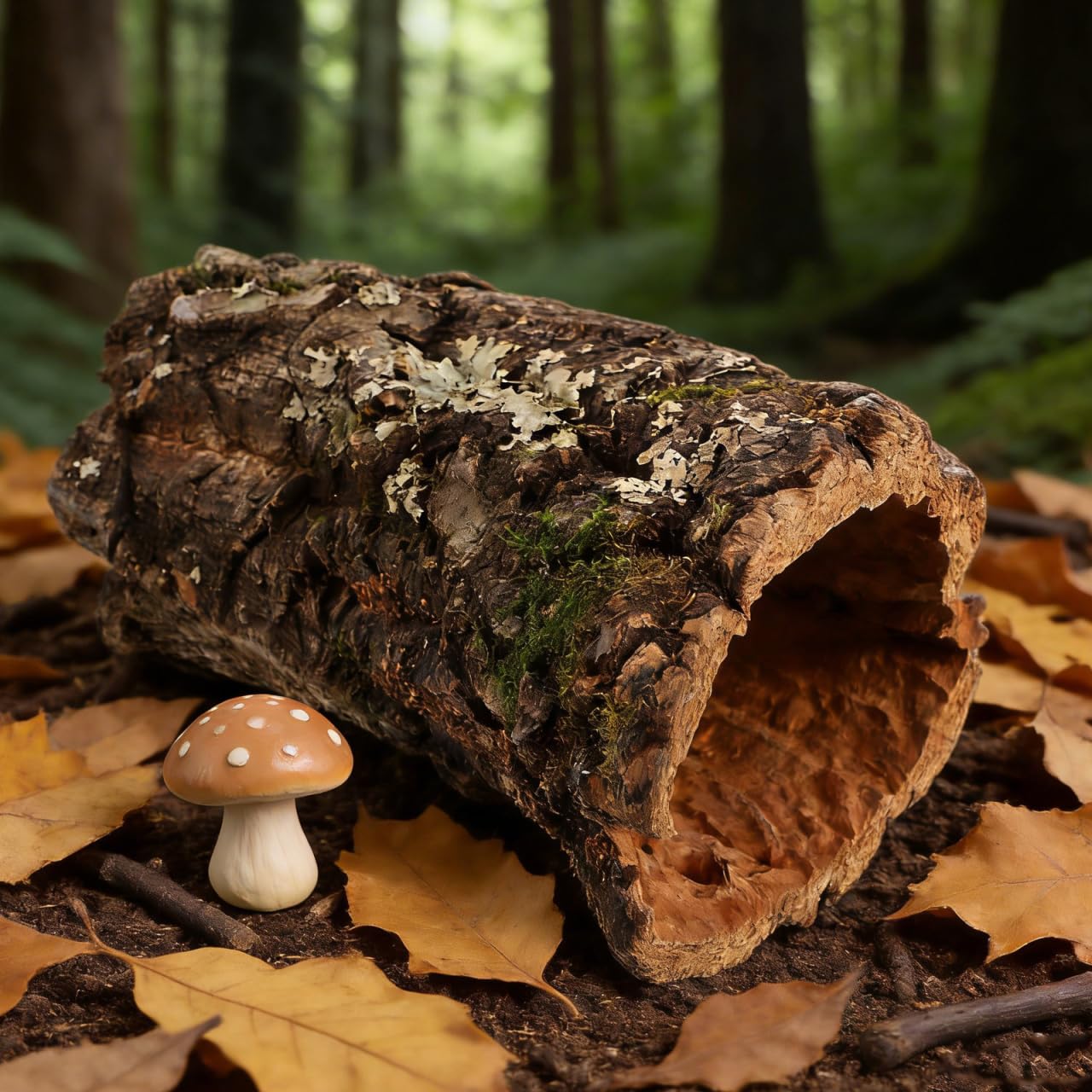 Didiseaon Korkröhre Terrarium Deko: Baumstamm Reptilienversteck Aus Holz Höhle für Kletterplattform Haustierversteck für Leopardgecko, Schlange Reptilien Terrarienunterstand Dekoration