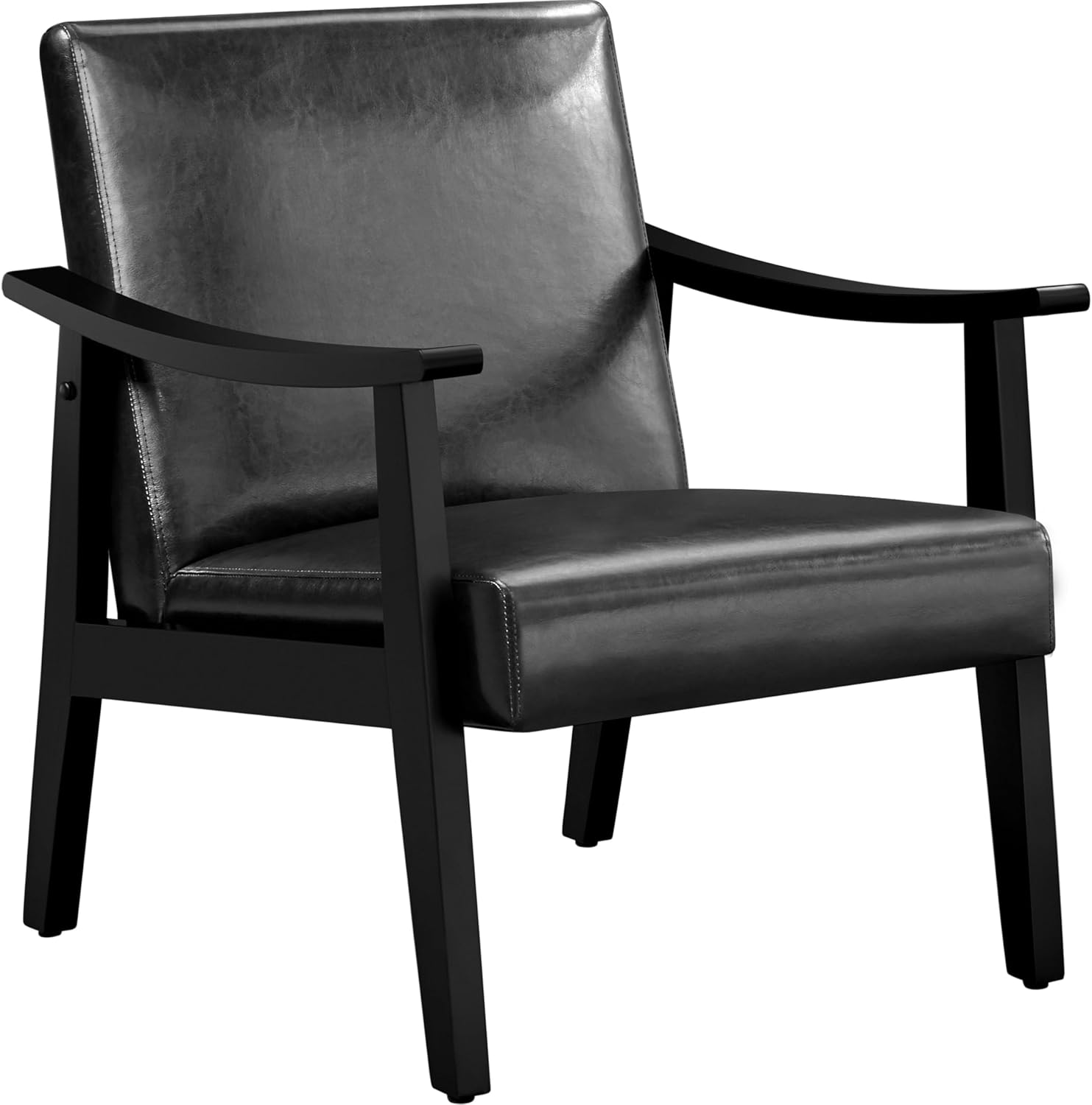 Yaheetech Armchair Sofa Accent PU Leather Chair Retro Lounge Chair with