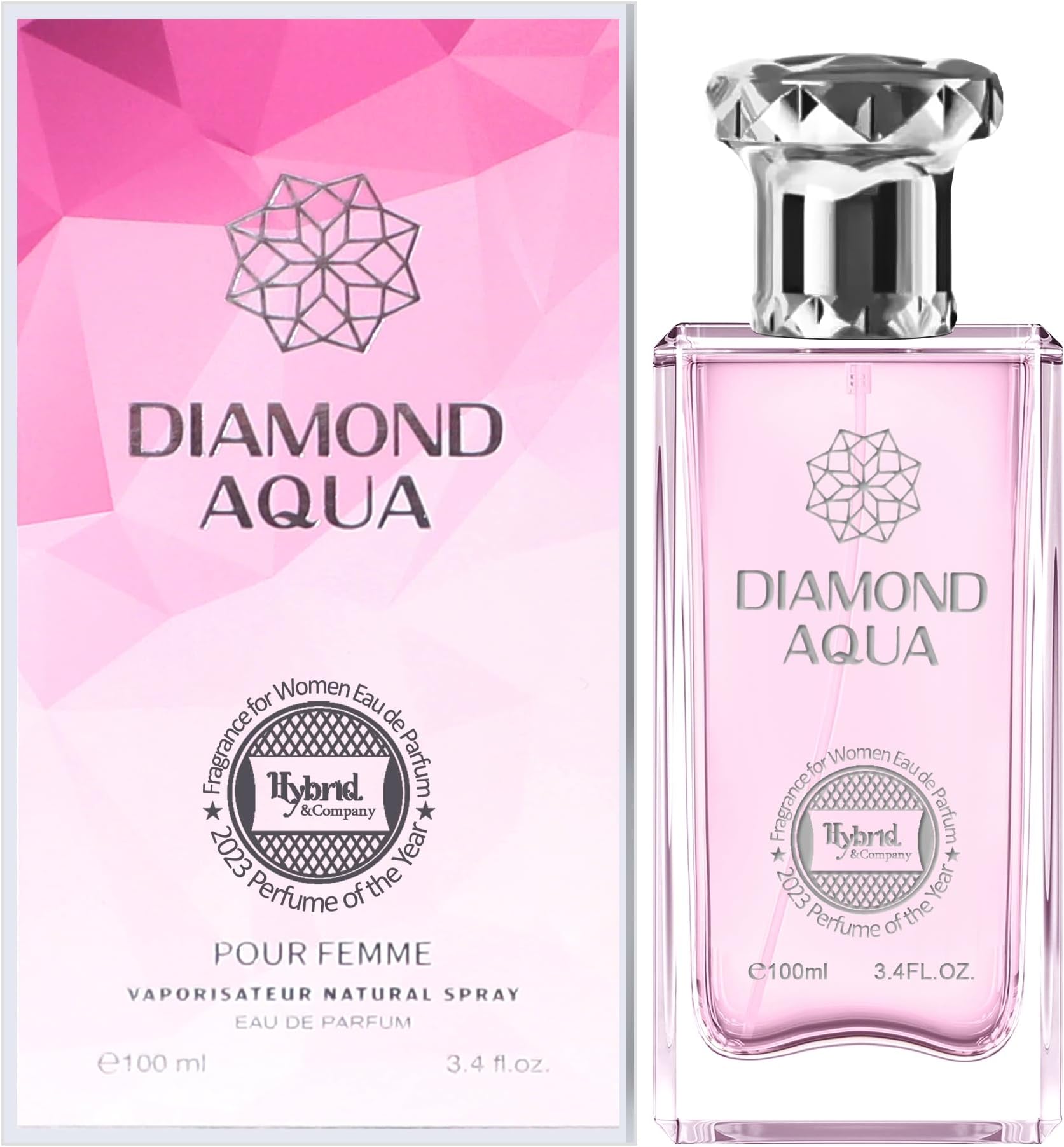 Hybrid & Company Diamond Aqua Pour Femme Eau De Parfum Natural Spray Vaporisateur,3.4FL.OZ