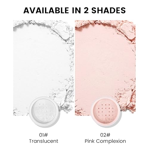 Miniatura 9 de FREEORR Polvo de cara suelta Pink Setting, control de aceite minimiza los poros, polvo de ajuste rosa suelto para hornear con soplo triangular,