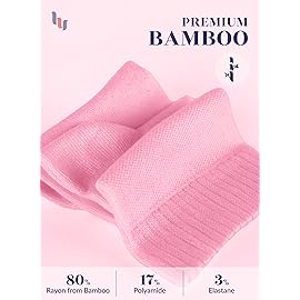 Hugh Ugoli Diabetic Socks for Women, Super Soft, Thin Ankle Socks, Wide, Loose, Non-Binding Top, Seamless Toe, 4 Pairs, P.Orange/L.BrownL/Pink/Fuchsia, Shoe Size: 10-12