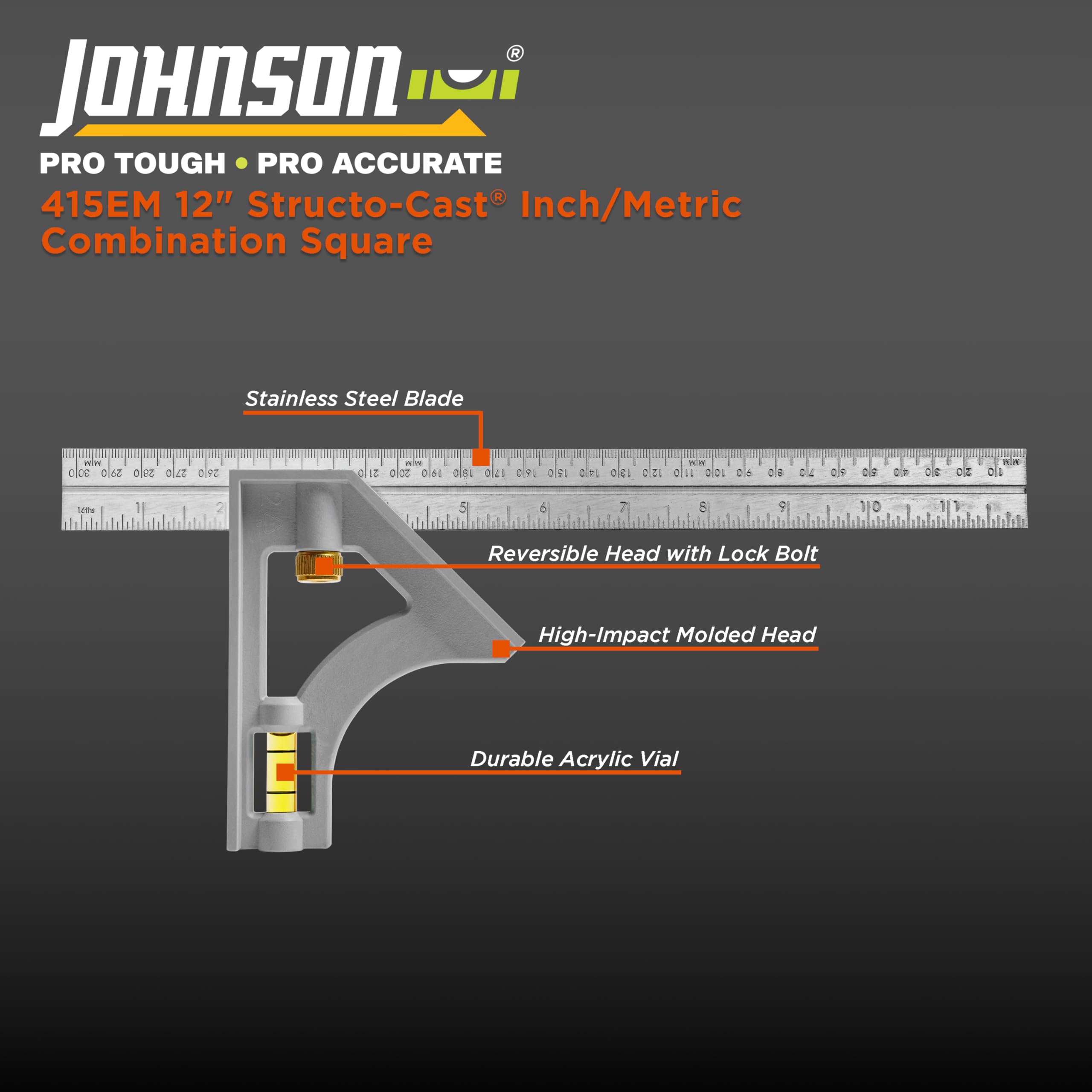 Johnson Combination Square - Inch/Metric 12" -3 Johnson Combination Square - Inch/Metric 12" -3
