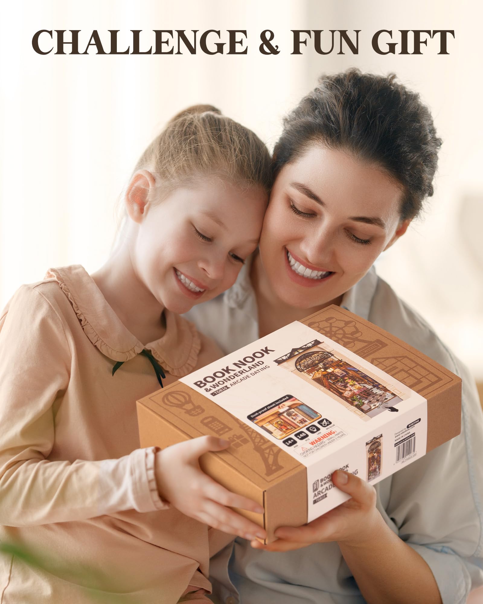 ROBOTIME Book Nook Kit Arcade Dating, Booknook con Pannello Antipolvere Casa delle Bambole In Legno, Modellismo da Costruire Adulti Regali per Adulti e Adolescenti