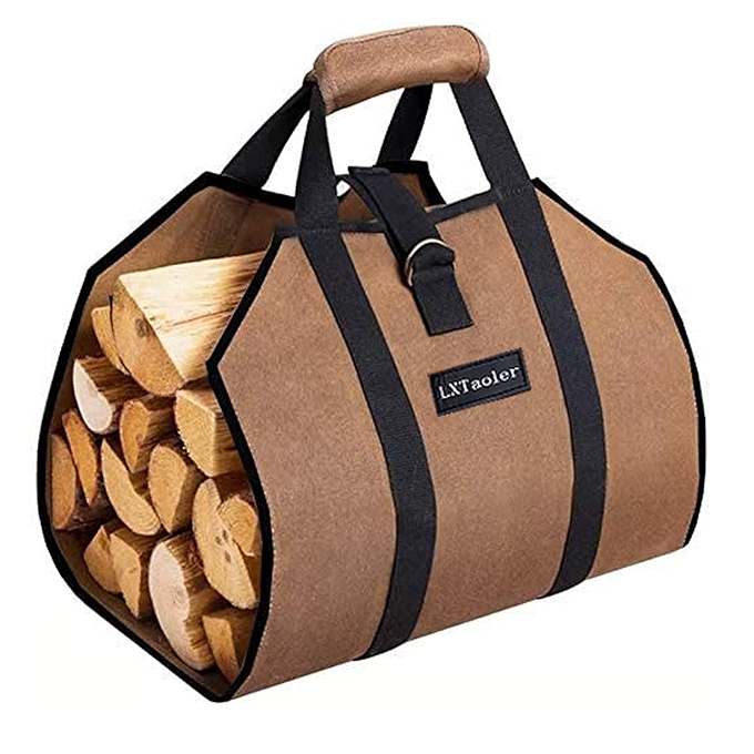 LXTaoler Durable Canvas Firewood Log Carrier Bag