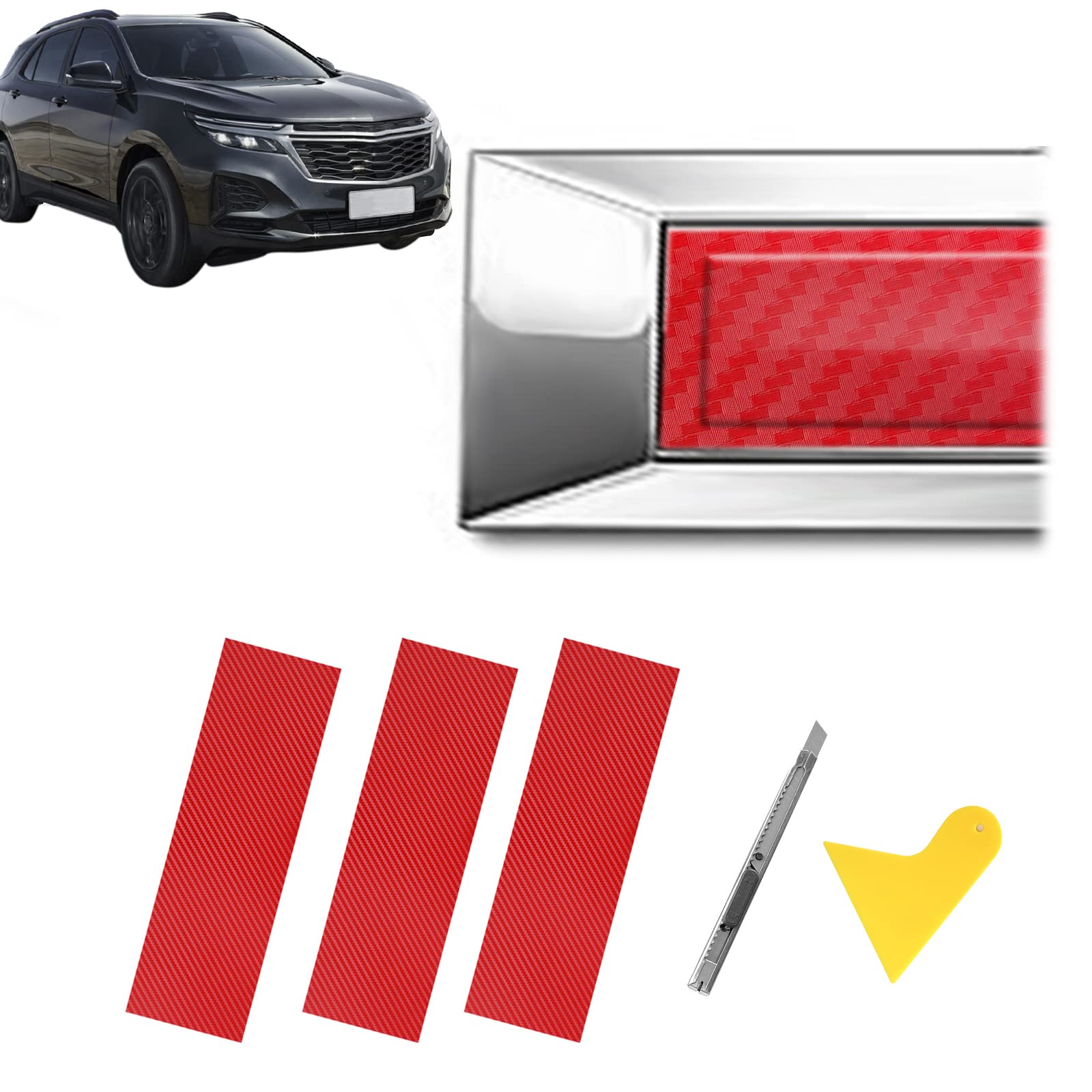 QianBao Compatible with Red Carbon Fiber 11.8" x 4" Chevy Bowtie Emblem