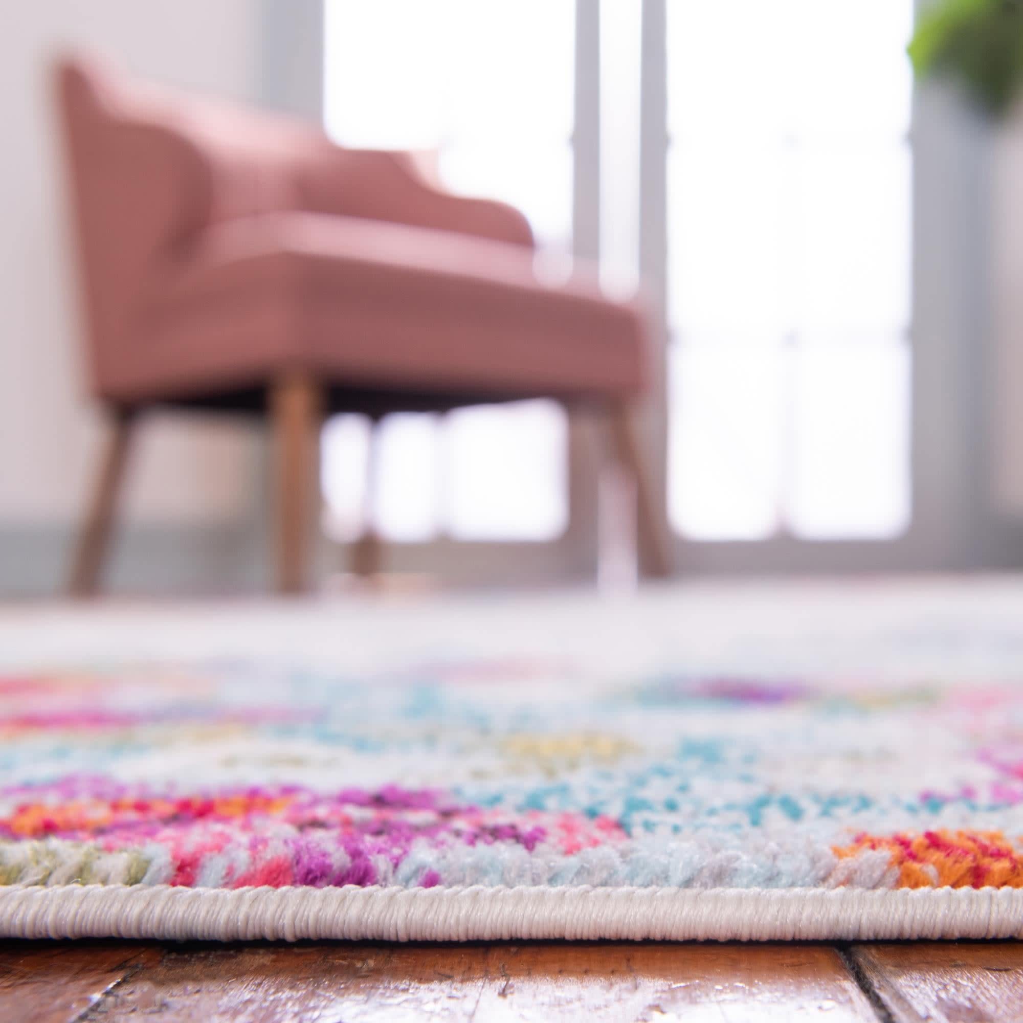 Unique Loom Teppich Downtown Collection – Eclectic Abstract Design, 60 X 180 Cm, Polyester, Mehrfarbig/Beige