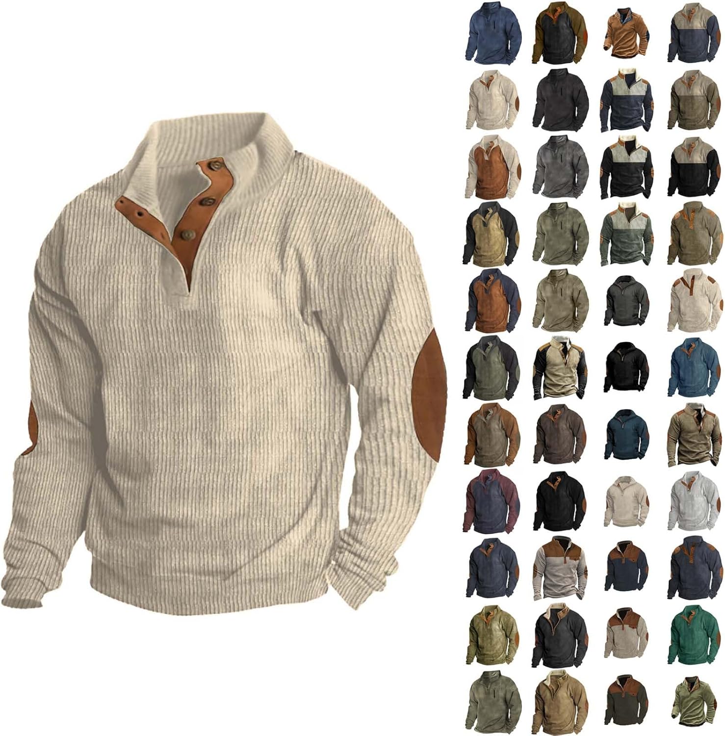 Winter Corduroy Shirts Men 2024 Casual Henry Stand...