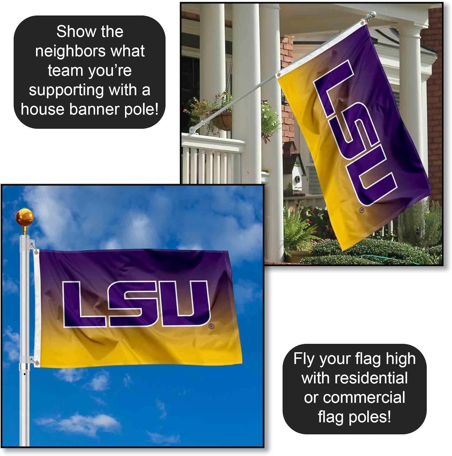 Louisiana State LSU Tigers Two Tone Gradient Flag