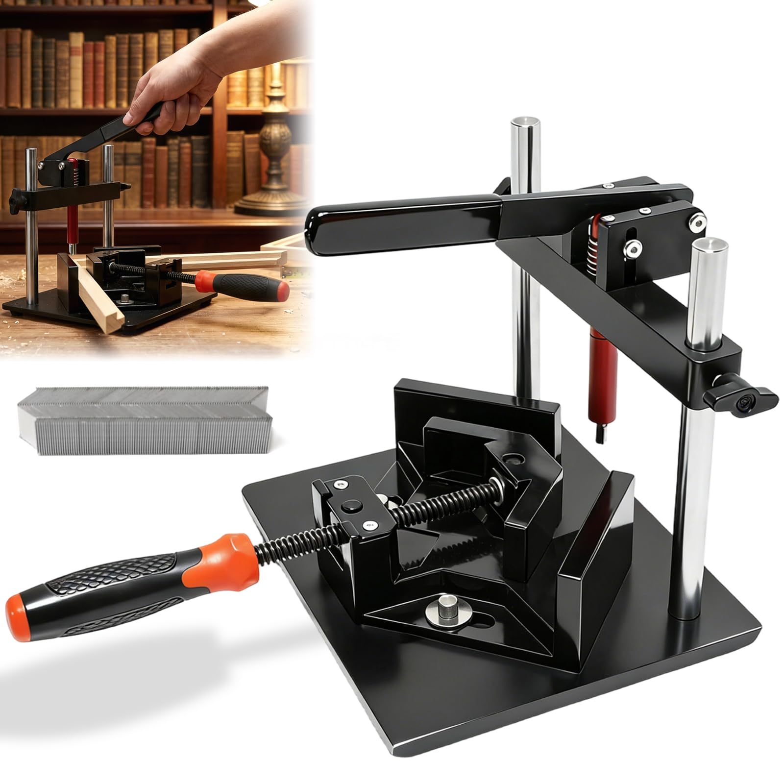 Portable Picture Frame Stapler Machine Kit, F300-1 Art Picture frameing Joiner/jig/Making Tools and Supplies, Includes a V-Shaped Nail, Seamless and