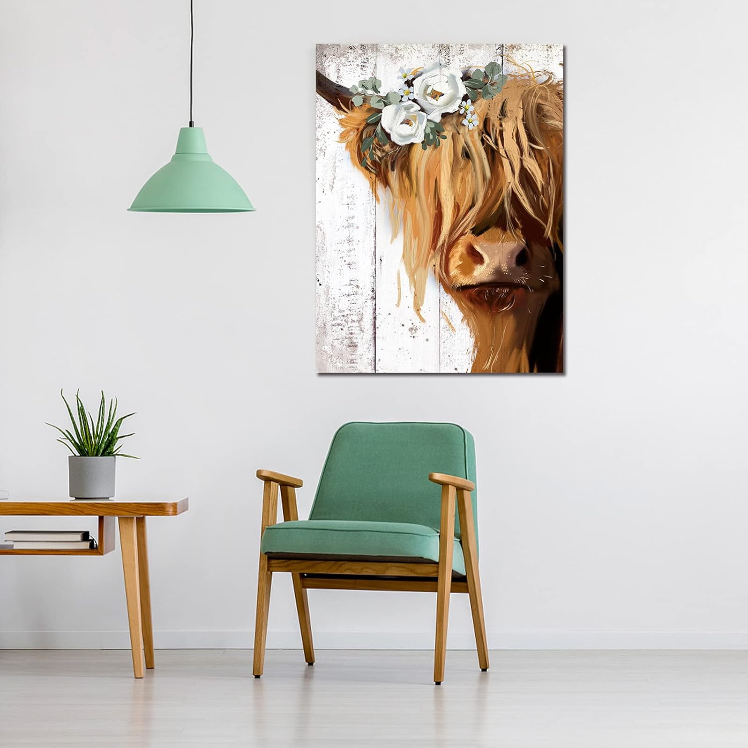 Highland Cow Art and Farmhouse Wall Decor - Country Canvas Printing Rustic Bedroom Decor Retro Yak Wall Art Home Artwork Print Used in Bathroom Office Bedroom Kitchen Dining Room Decorate 24"x35" CowB