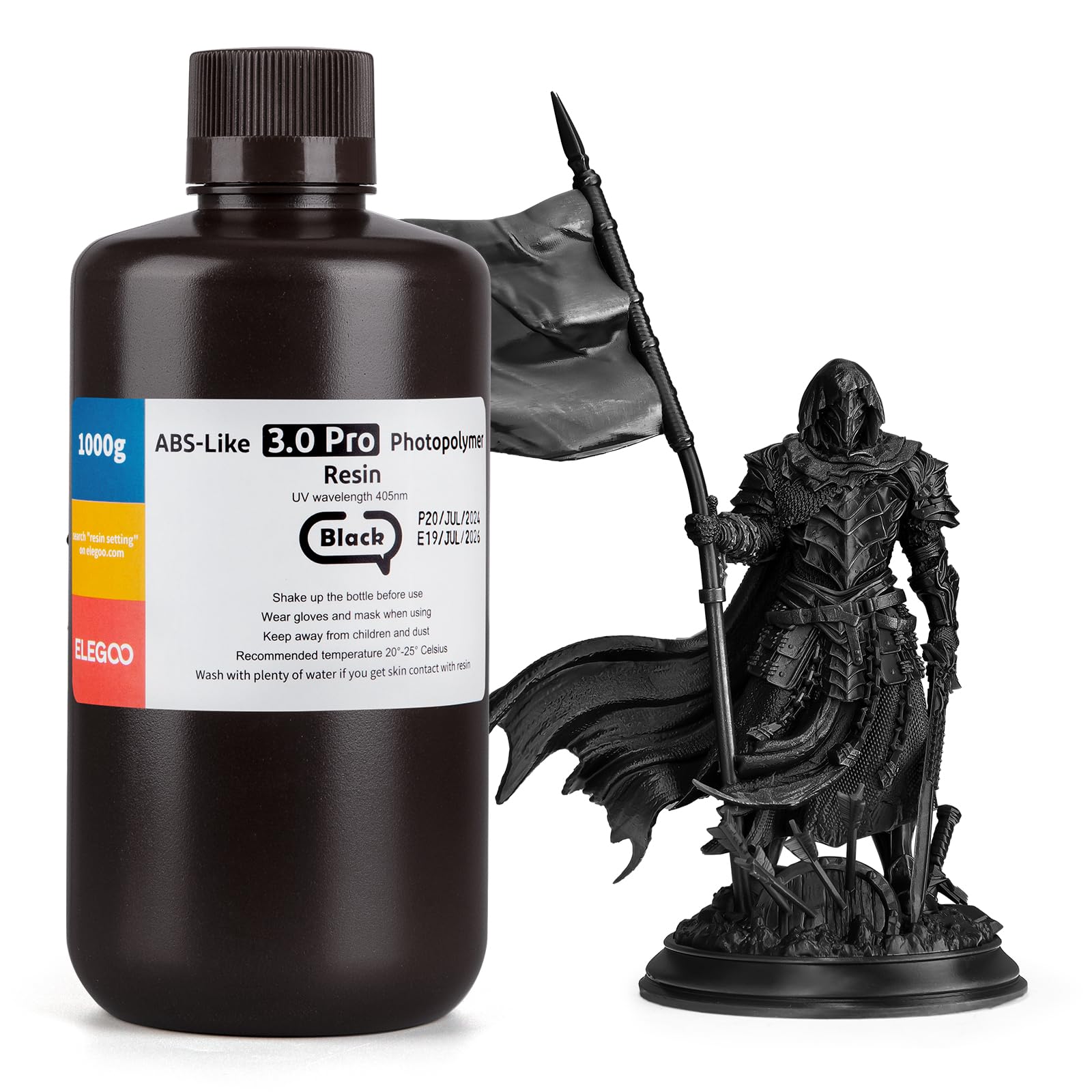 ELEGOO ABS-Like Resin 3.0 Pro, Higher Scratch-Resistance 3D Printing Photopolymer Resin, 405nm UV Resin for MSLA/DLP/LCD Printers Fast Curing High Precision Non-Brittle Black 1000g-image-41