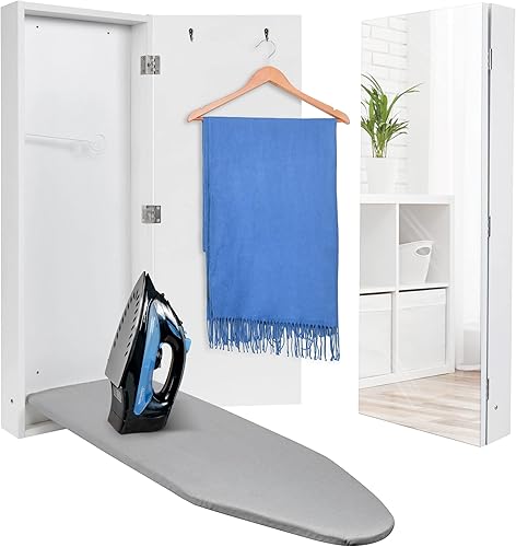 Ivation Armario de tabla de planchar montado en la pared, estación de almacenamiento de planchado plegable para el hogar, apartamento, palanca de
