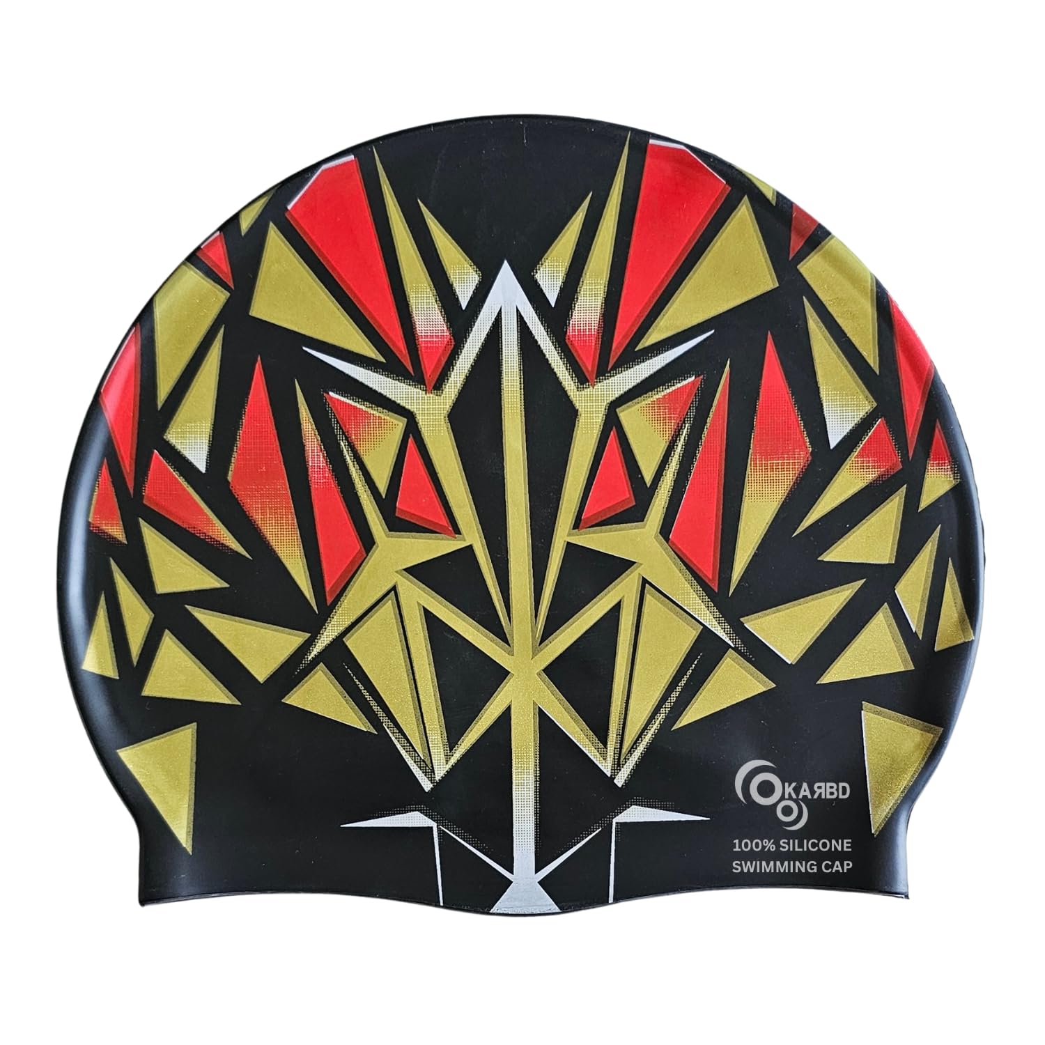 KARBD Silicone Swimming Cap Unisex Soft Waterproof Swimming Pool Head Cap Water Sports Long Hair for Children Kids Boys Girls of All Age (Universal Size, Multicolour Black Red Yellow Pattern Design) (B0CLLGZFHZ) Amazon Price History, Amazon Price Tracker