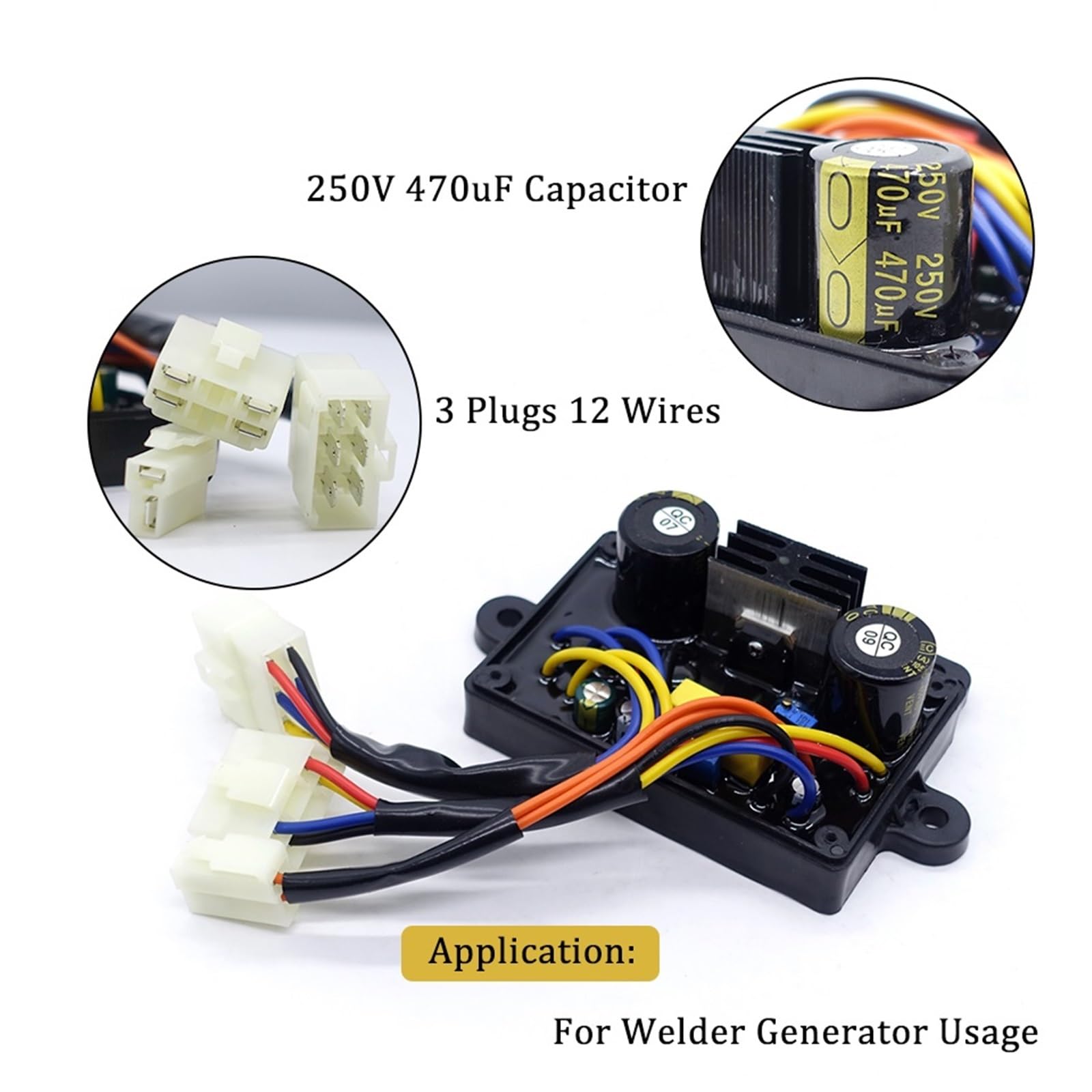 1 szt. AVR for agregat prądotwórczy do spawania diesla 5KW 10 kW regulator napięcia do spawarki spawalniczej 12 linii 3 wtyczki