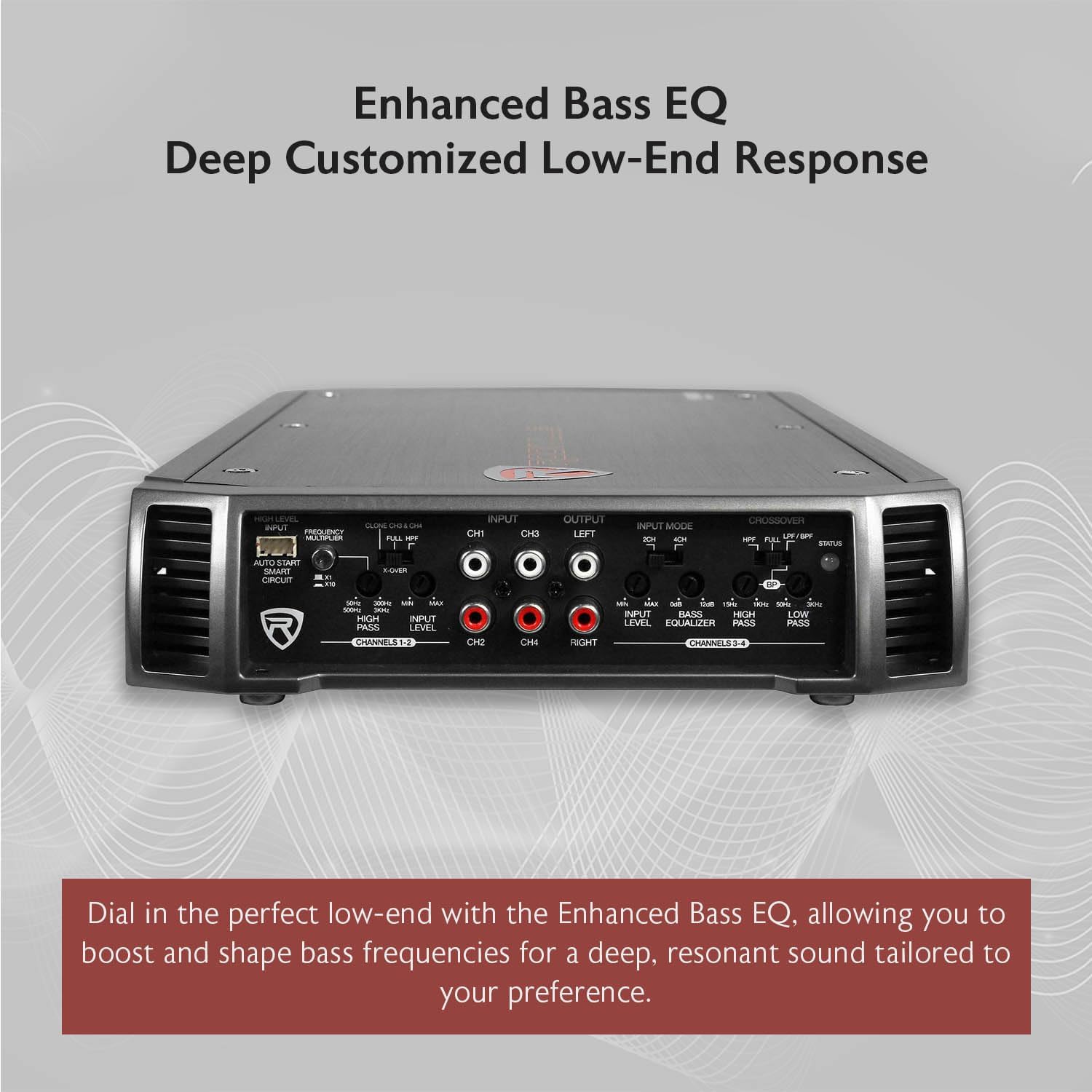 Rockville RXA-F2 2400W 4-Channel Car Amplifier, Dyno-Certified RMS, MOSFET Power Supply, ELNA Capacitors, Class A/B, Perfect for Car Audio and Subs