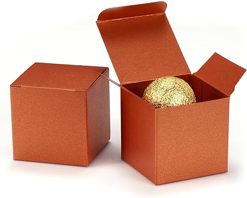 Miniatura 5 de Quotidian 12 cajas de regalo pequeñas de papel nacarado con purpurina con tapas de 2 x 2 pulgadas (dorado)