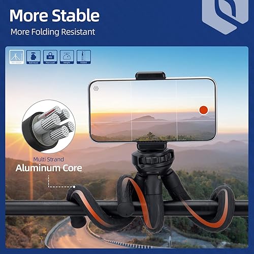 Miniatura 2 de Fotopro Trípode flexible horizontal para teléfono con zapata fría para mini teléfono, trípode para selfies vlogging, maquillaje, transmisión en vivo