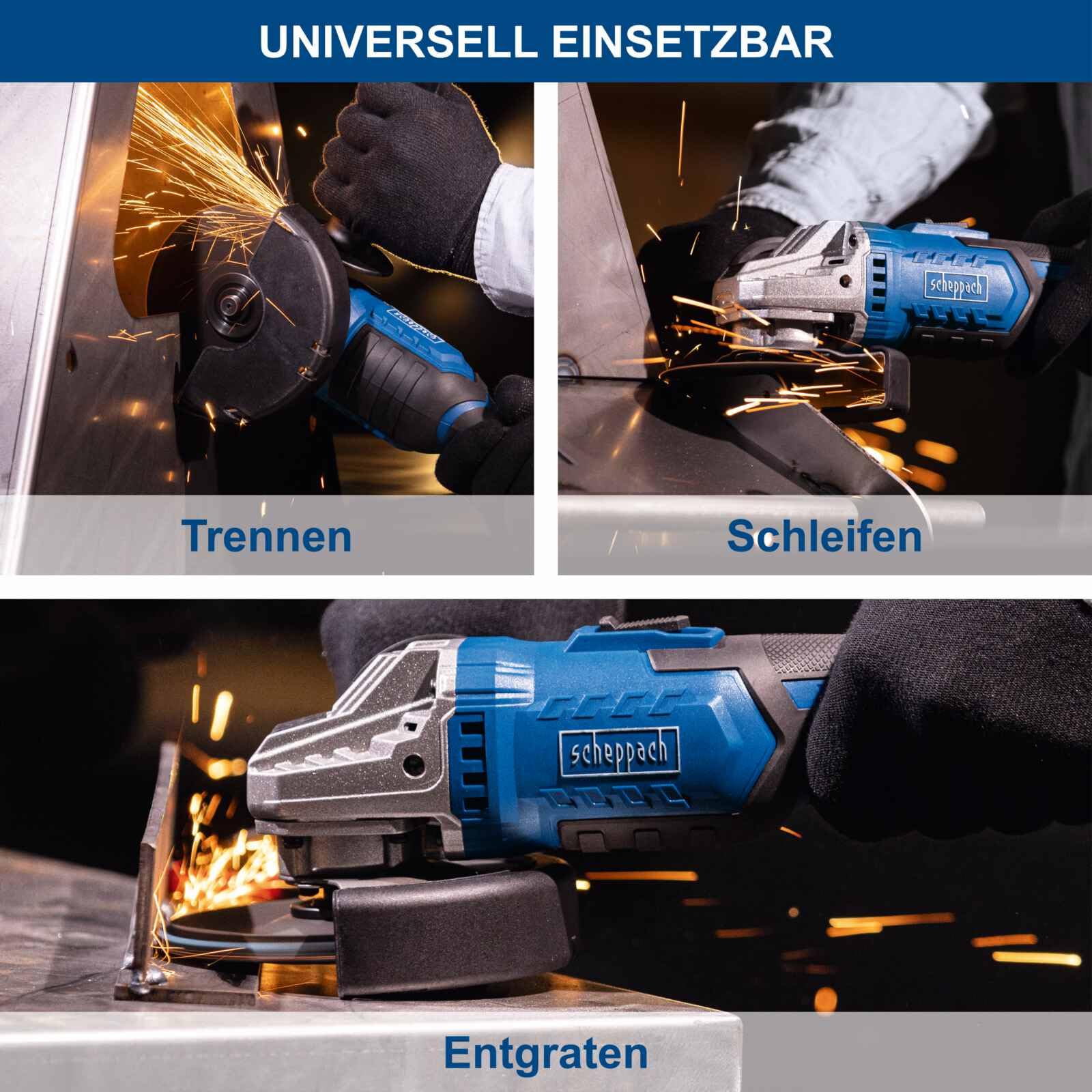 Scheppach Smerigliatrice angolare a batteria C-ATB15/1-X con valigetta e 15 dischi abrasivi, diametro disco 125 mm, velocità di rotazione 2500 - 10.000 min-1, avvio morbido e protezione da