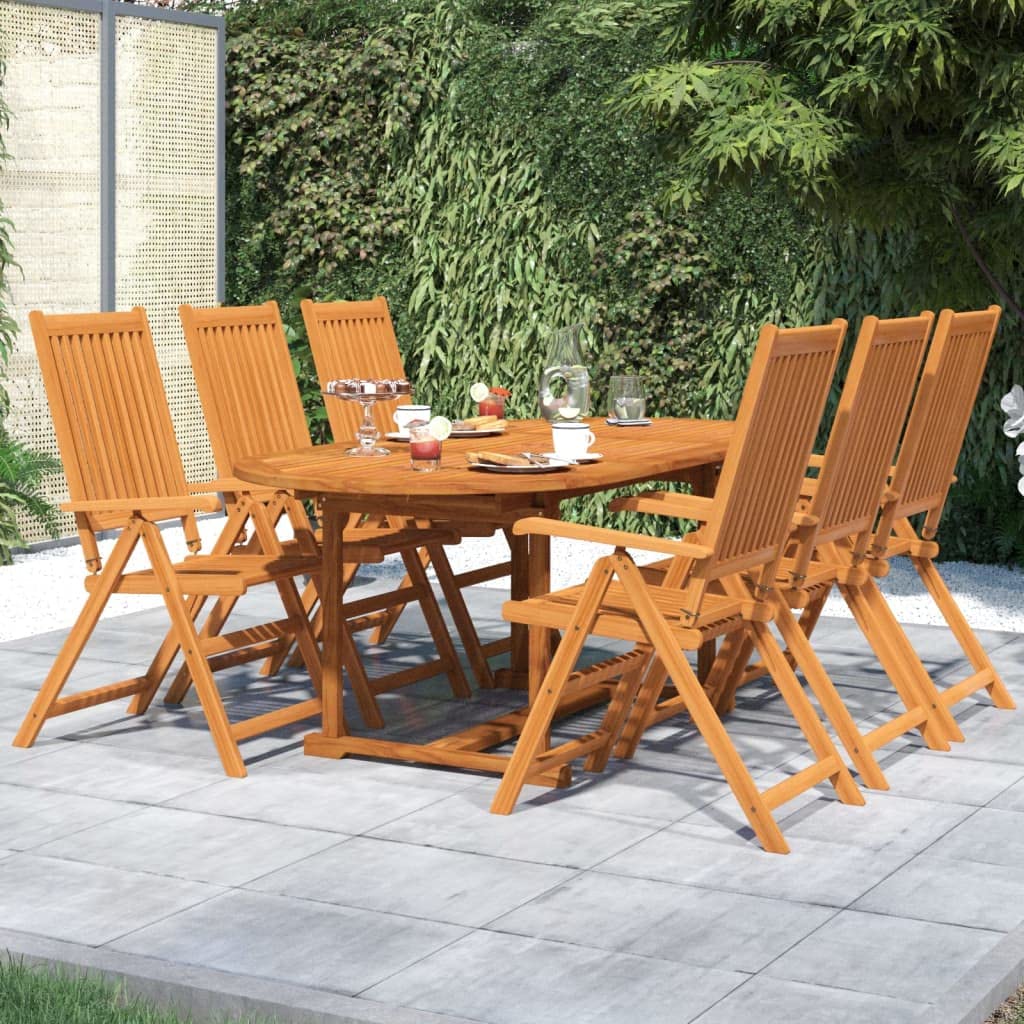 Gartenmöbel Set 6 Stühle mit Ausziehbarer Tisch Holz Sitzgruppe Garten Holz Essgruppe 6 Personen Gartentisch mit 6 Verstellbar Gartenstuhl Wetterfest Holz Sitzgarnitur