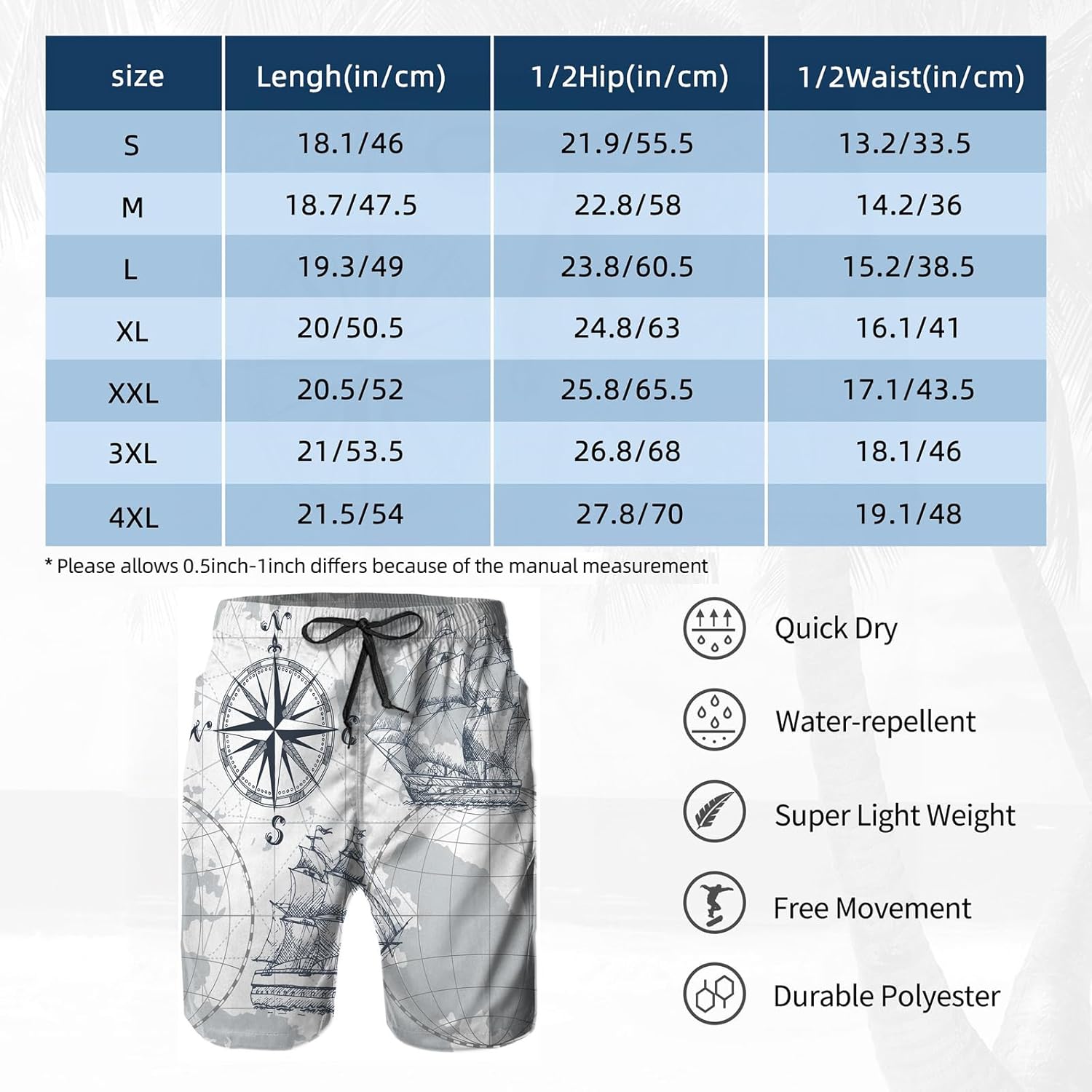 Mens Swim Trunks with Mesh Lining,Quick Dry Swimsuit Board Shorts Beach Pants Swimwear Bathing Suits - Image 7