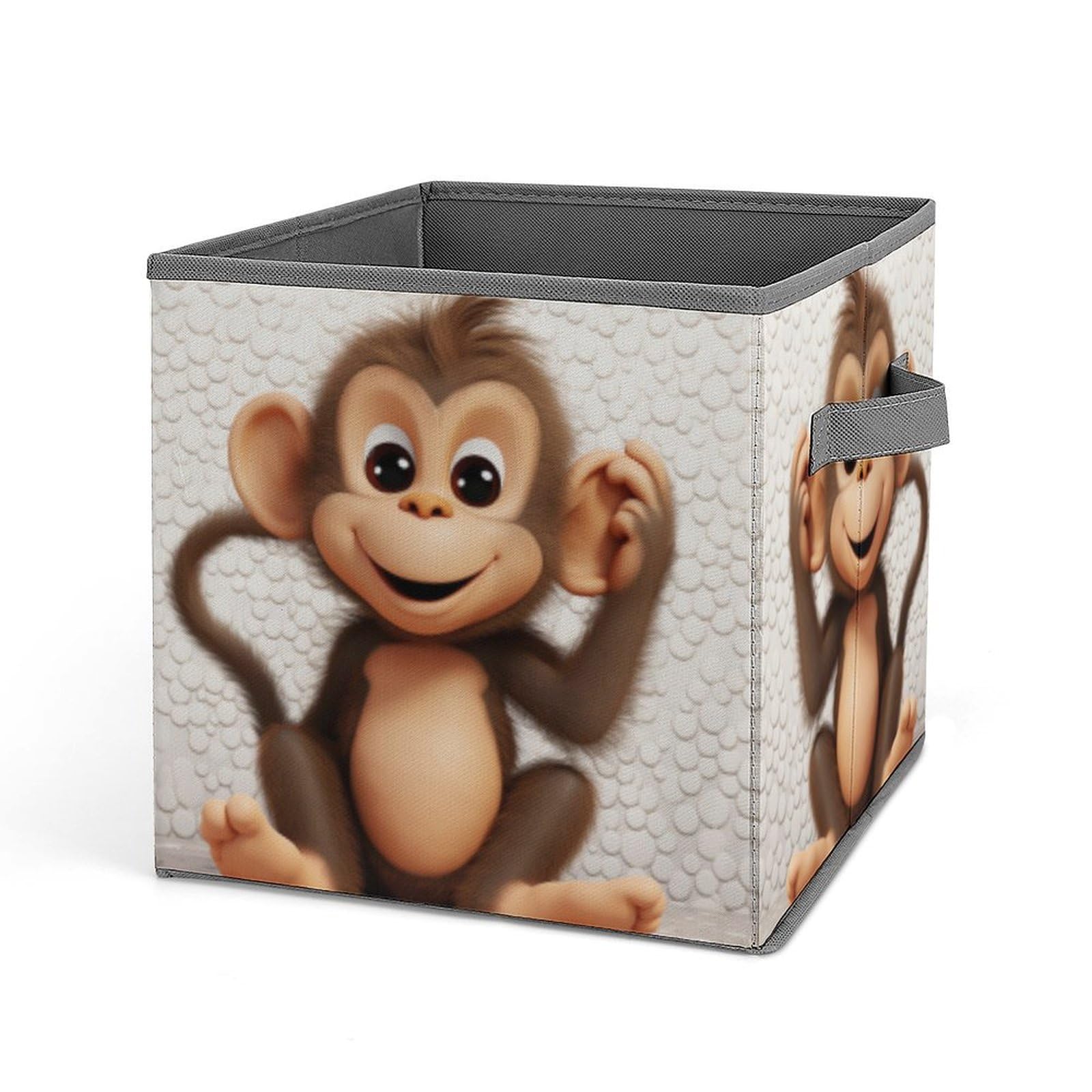 Cube Storage Bins Fabric Storage Baskets Folding Cute Monkey Printing Closet Organizer For Drawer, Closet, Shelf, Dresser