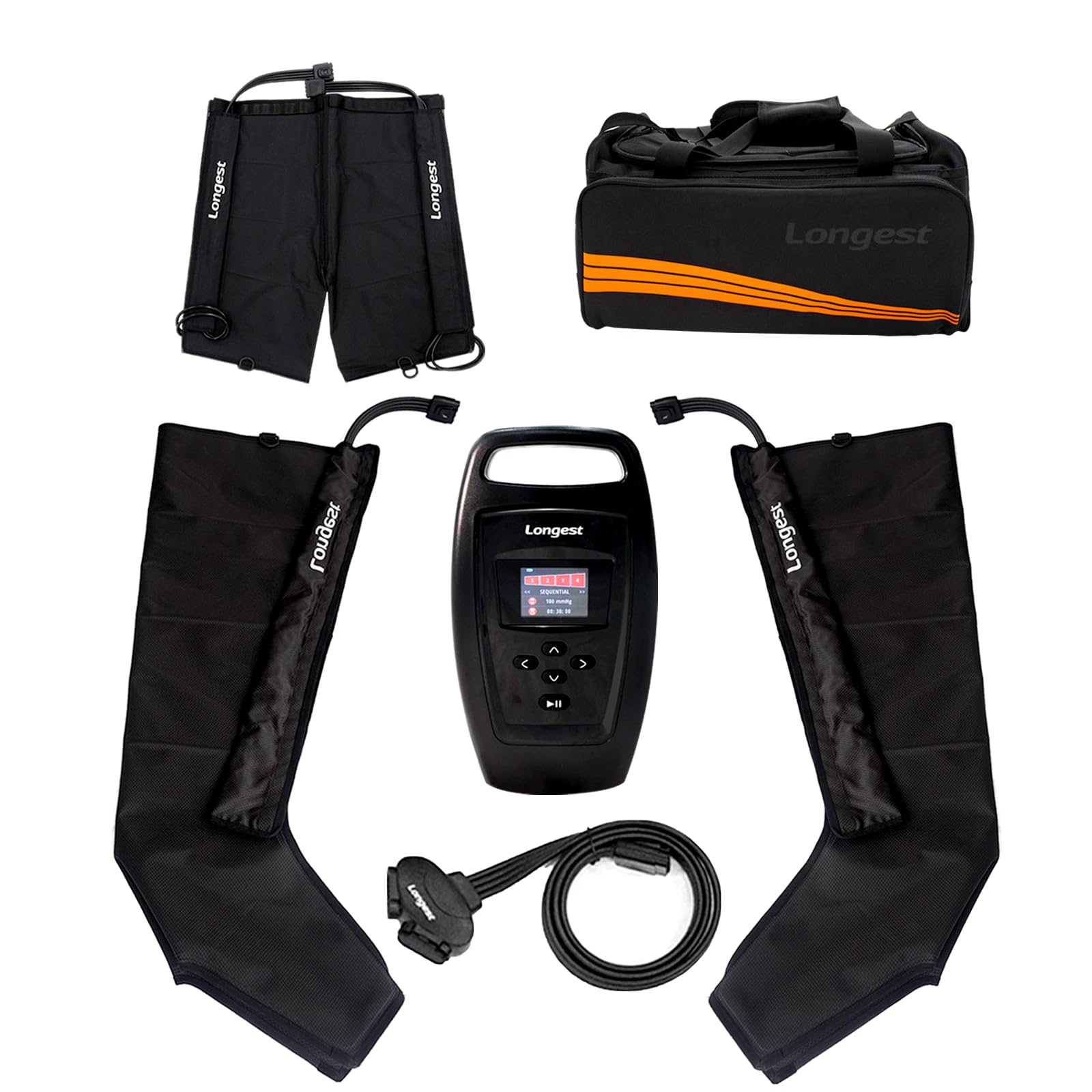 LONGEST Lymphedema Pumps 2 Legs & Hip Foot Compression Massager Air Compression Boots Leg Recovery System for Swelling, Circulation & Pain Medium