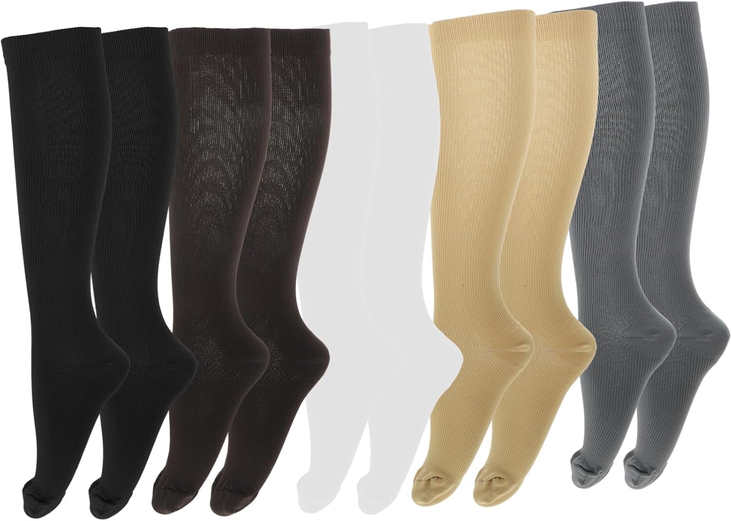 5pairs Unisex Elastic Compression Socks for Running Hiking Calf Socks Pressure Relief