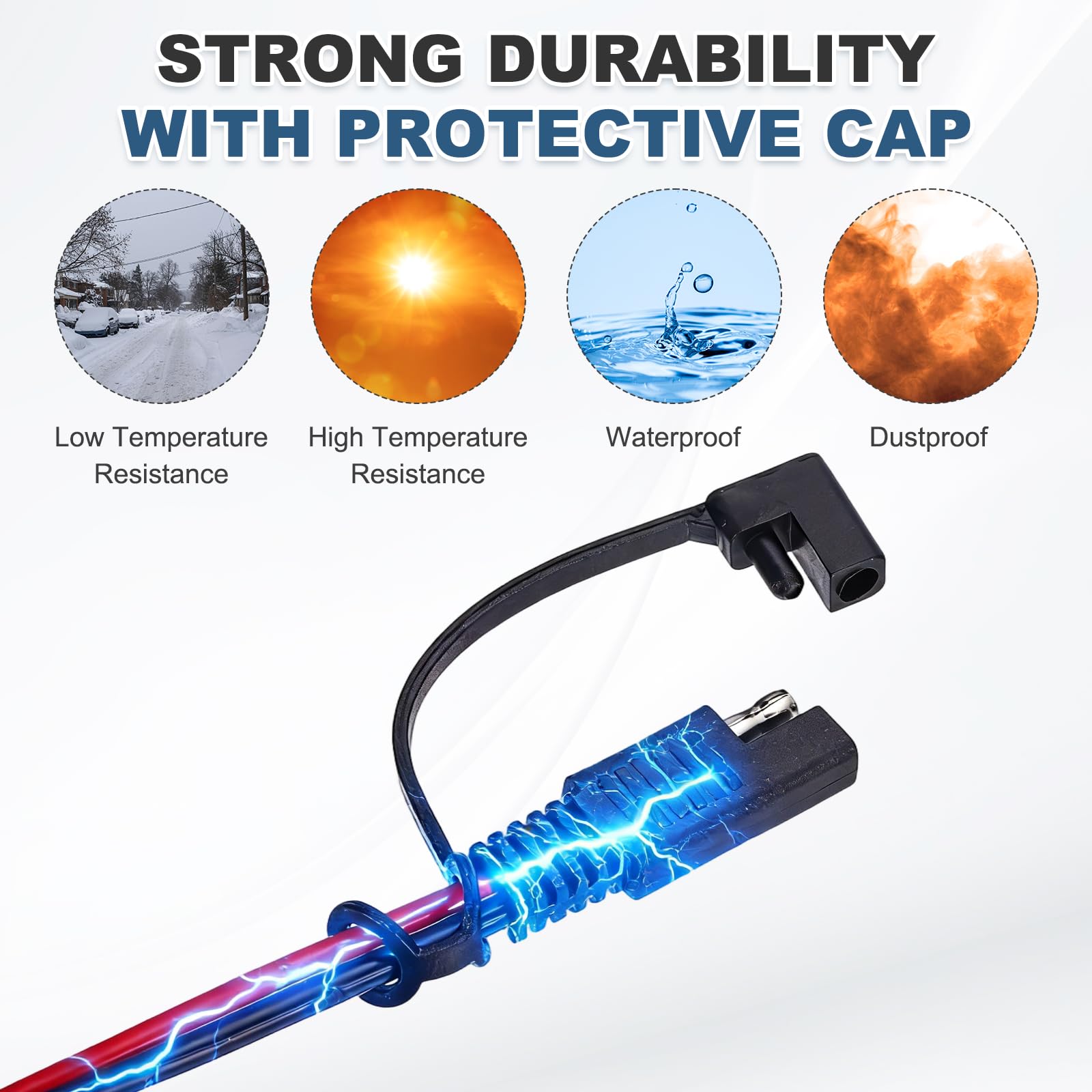 QUARKZMAN Cavo Di Estensione SAE, 30FT 16 AWG Cavo Connettore SAE A Sgancio Rapido Con Cappuccio Antipolvere Per Moto Auto Pannelli Solari Barche