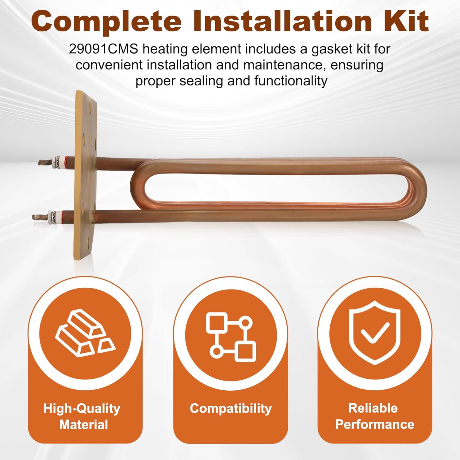 Heating Element 29091CMS 9KW 240V 1HP MS400, Compatible with Mr.Steam’s Heating Operation Residential MS Model MS400 Steam Bath Generators, Boils The Tank Water to Build Pressure and Create Steam